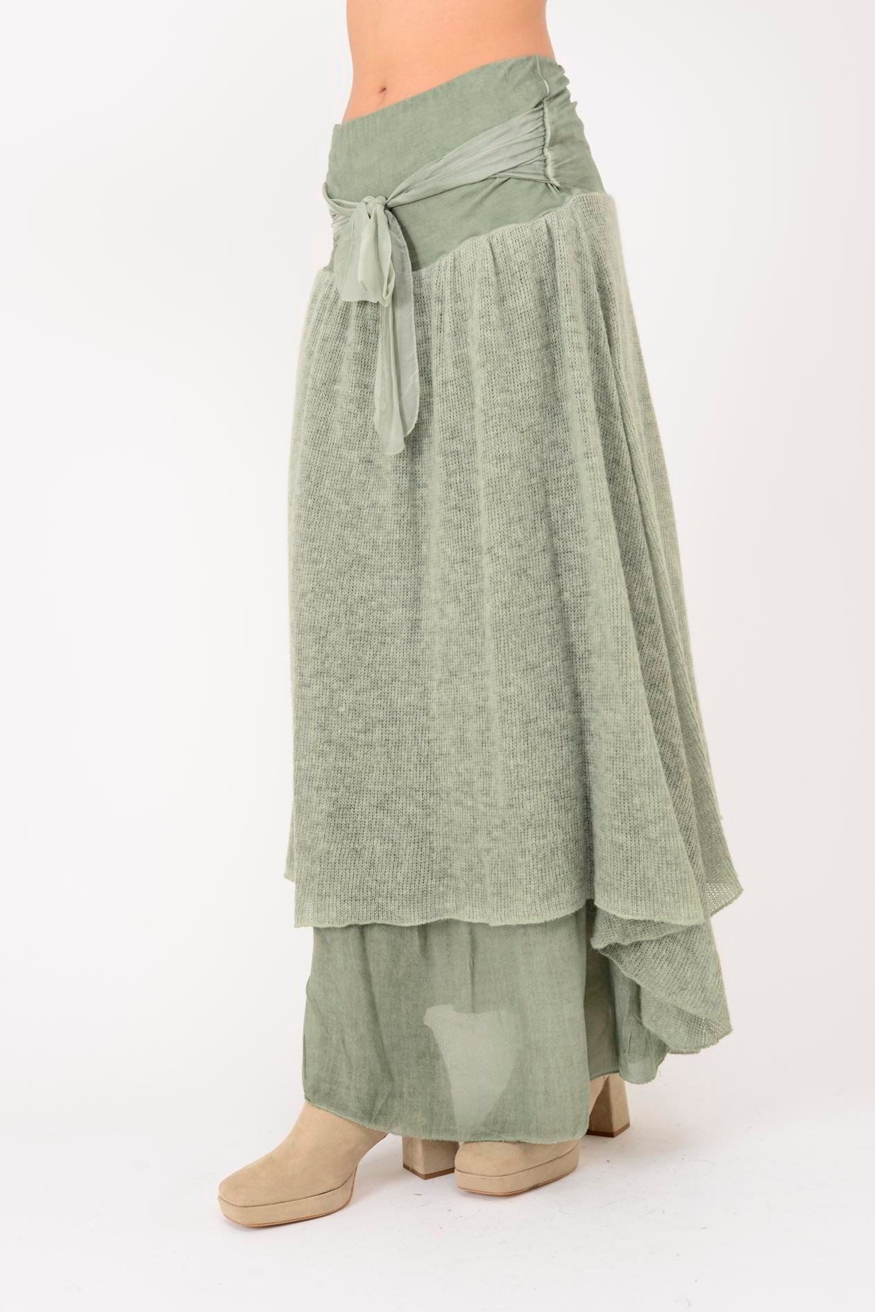 SN880 FİYONK DETAYLI KATLI TRİKOLU İPEK ETEK