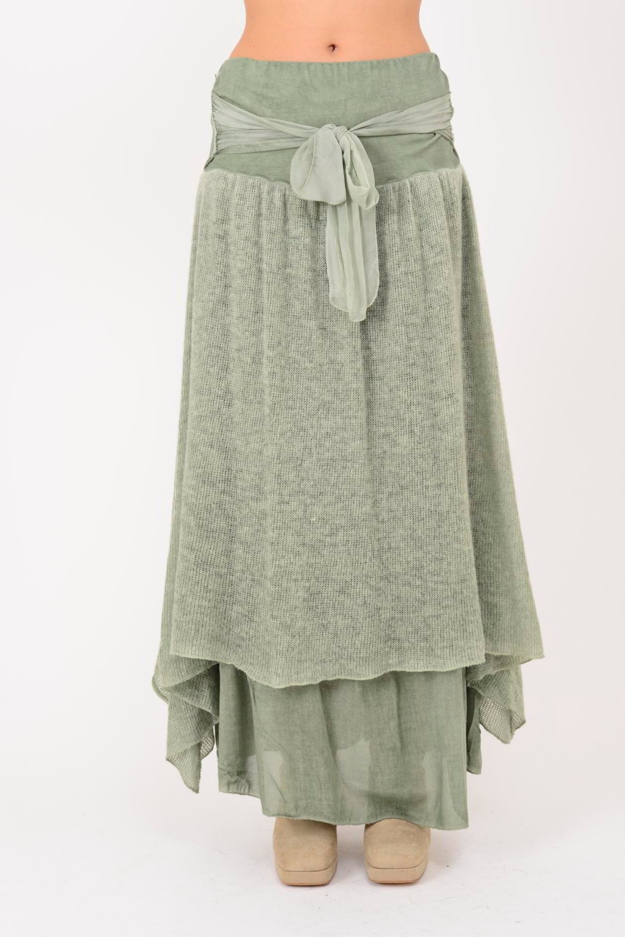 SN880 FİYONK DETAYLI KATLI TRİKOLU İPEK ETEK