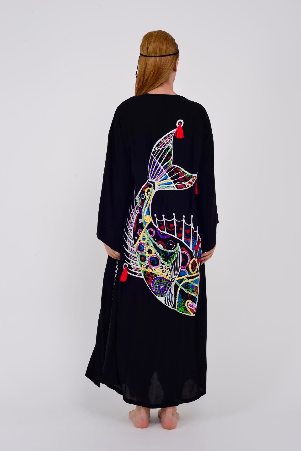 T-552 FISH BOHO KİMONO