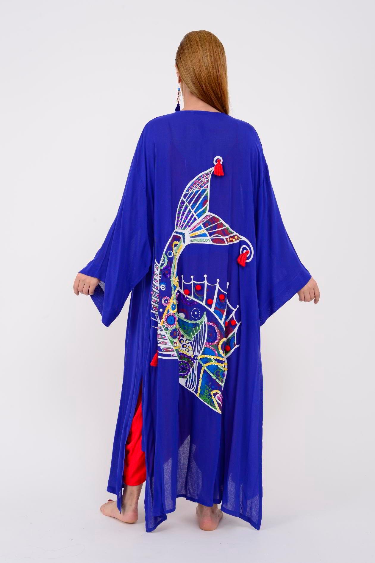T-552 FISH BOHO KİMONO