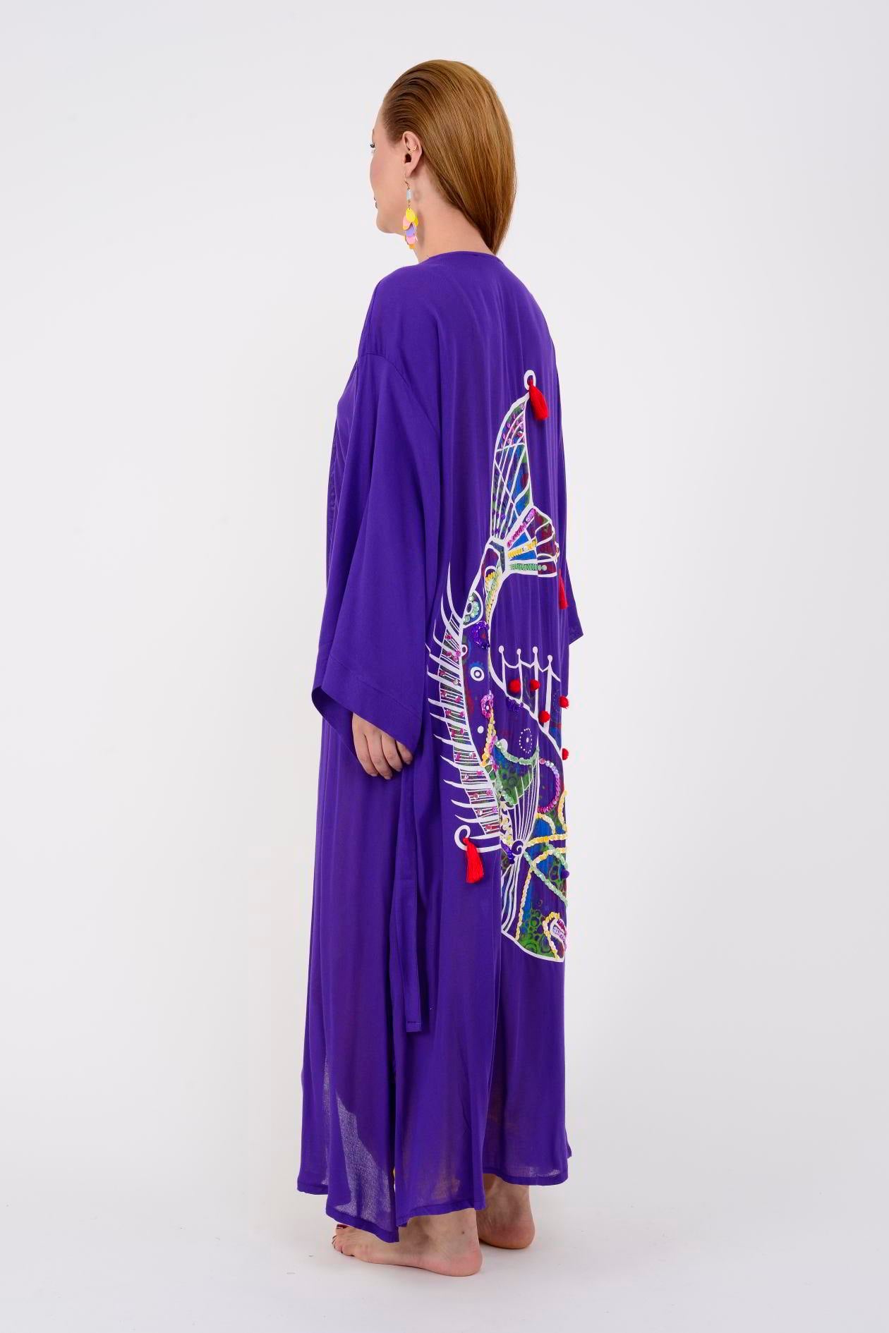T-552 FISH BOHO KİMONO