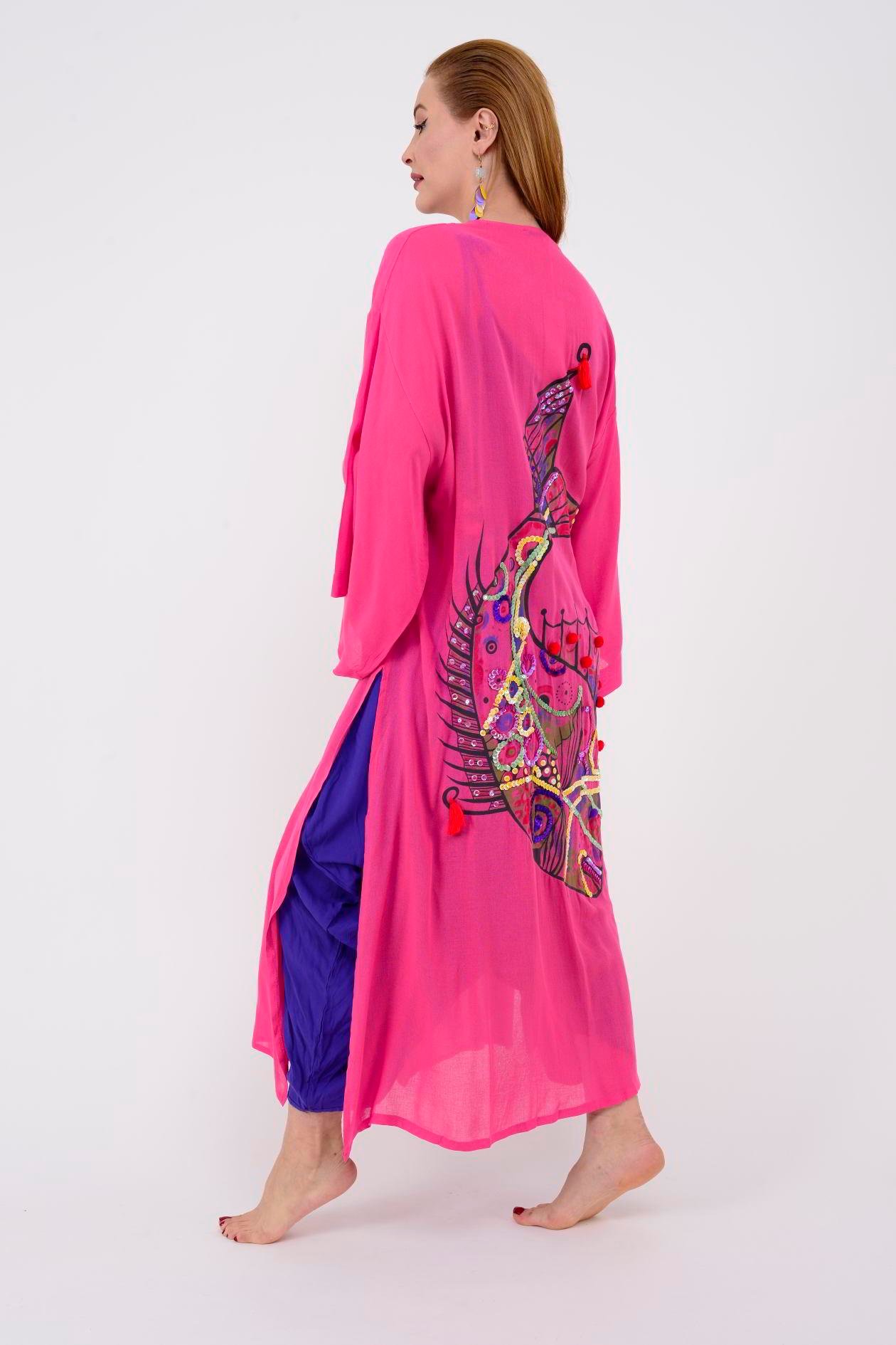 T-552 FISH BOHO KİMONO