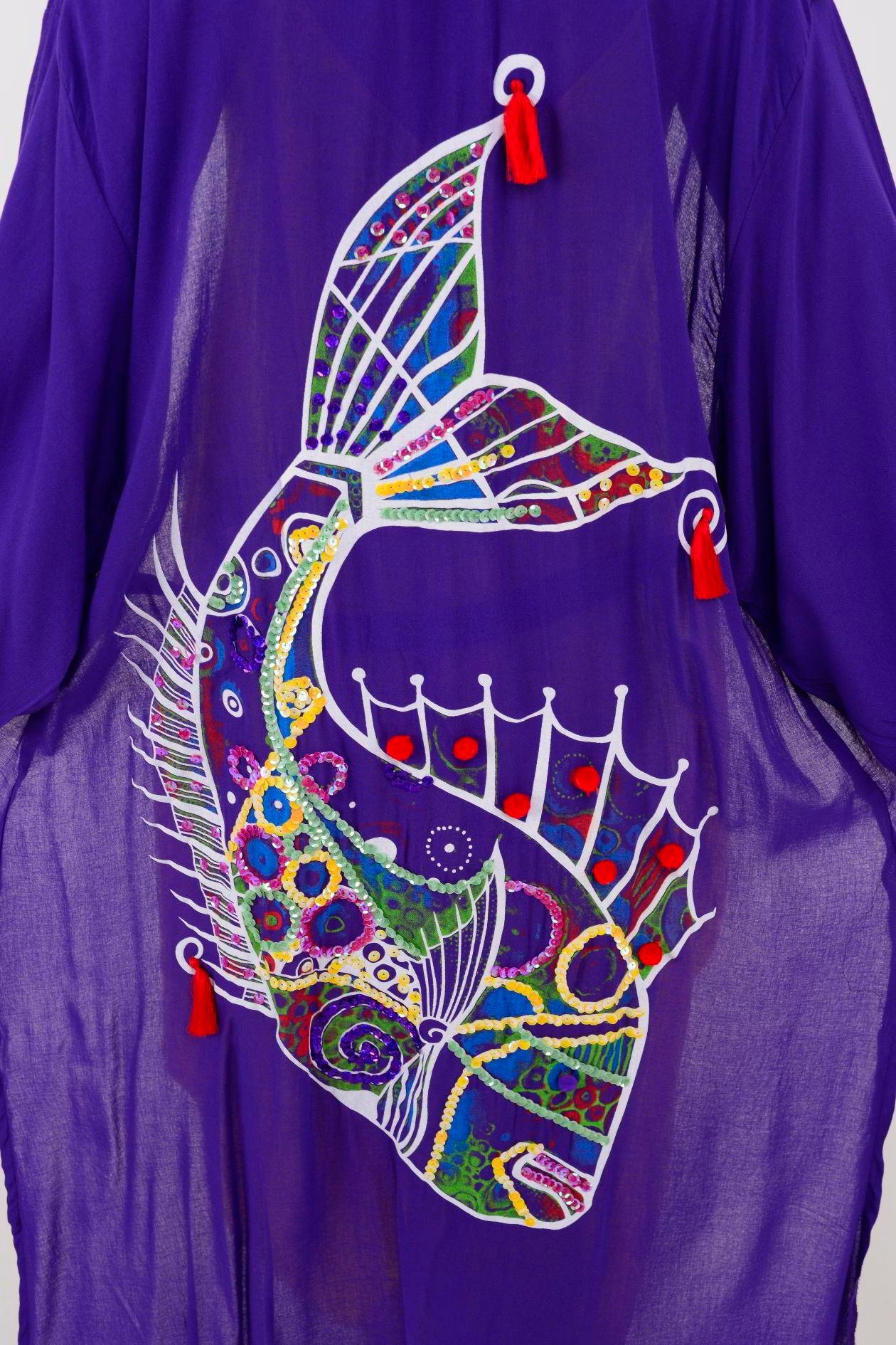 T-552 FISH BOHO KİMONO