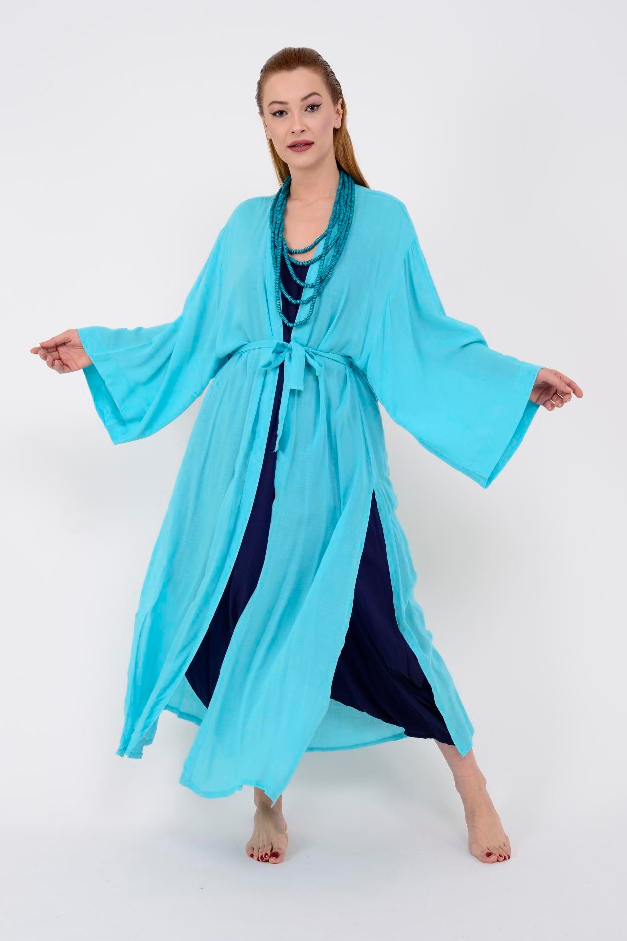 T-552 FISH BOHO KİMONO