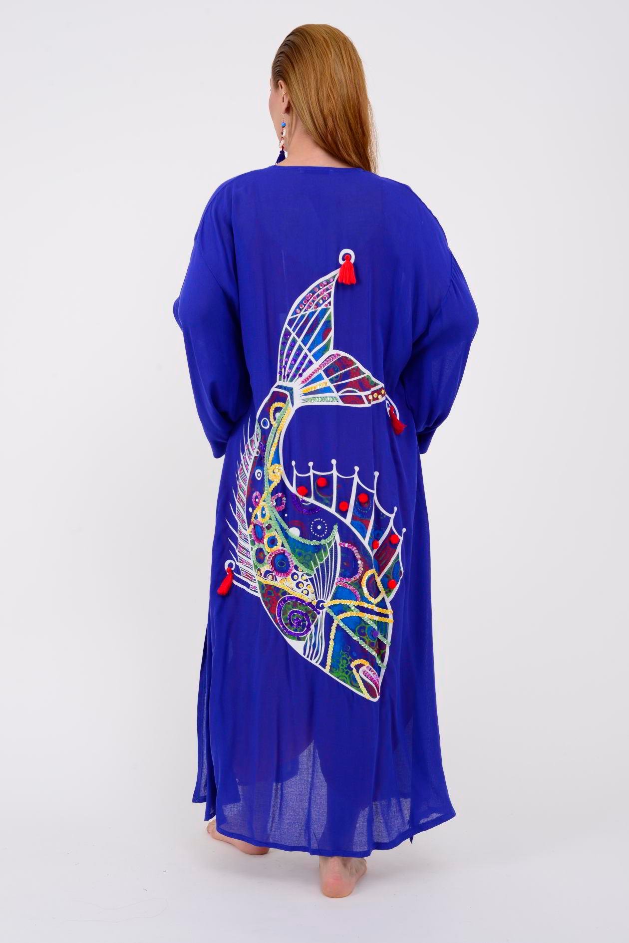 T-552 FISH BOHO KİMONO