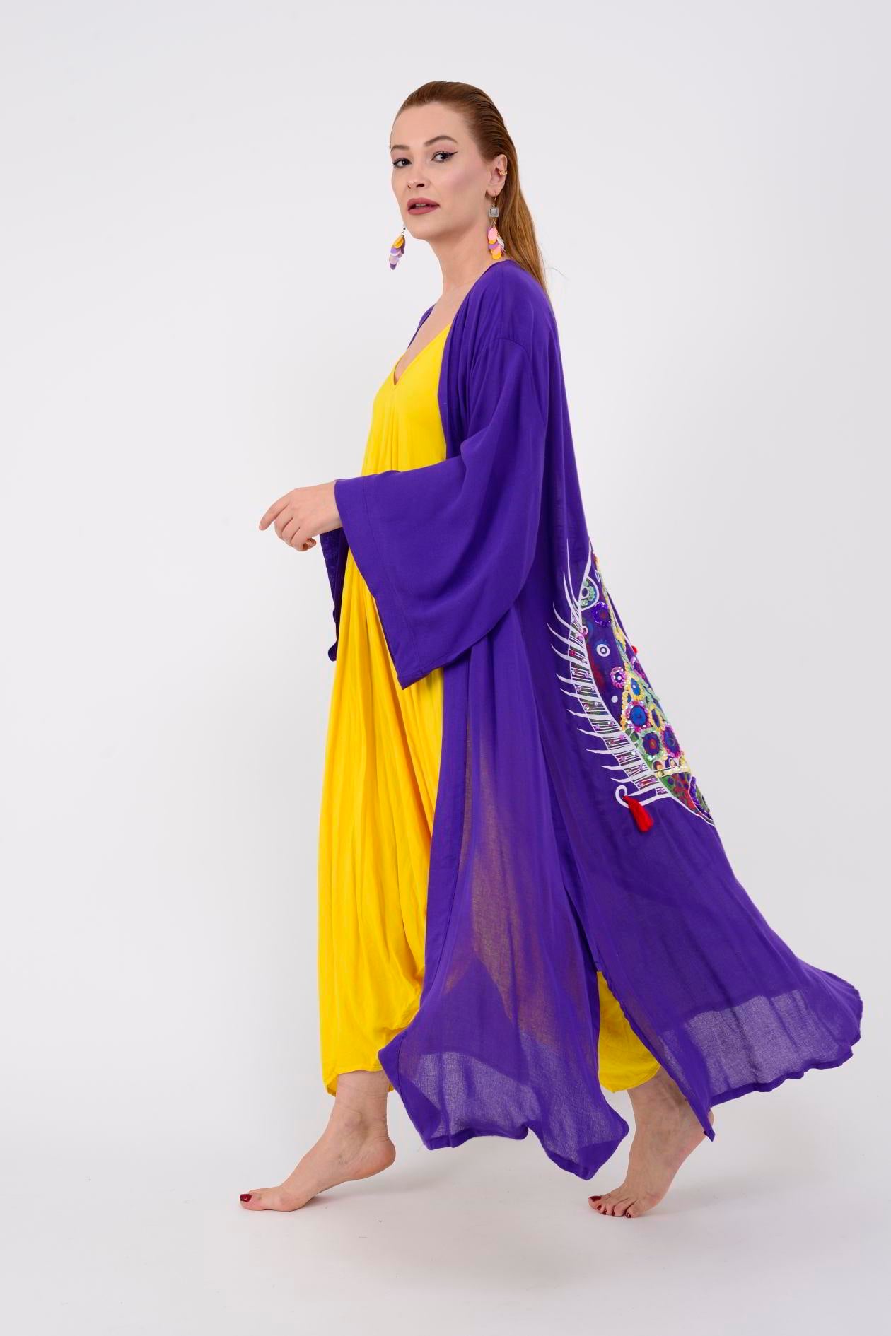 T-552 FISH BOHO KİMONO
