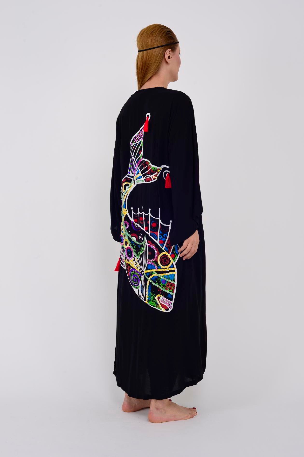 T-552 FISH BOHO KİMONO
