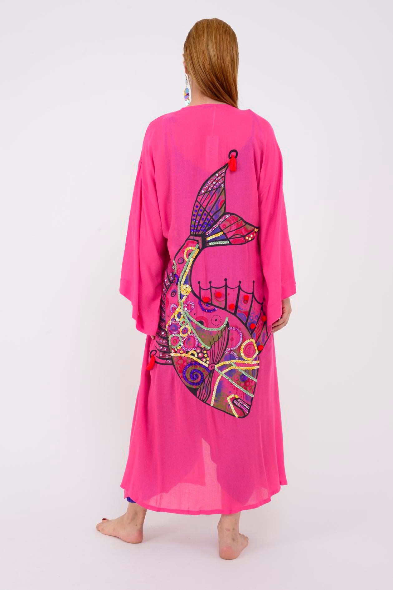 T-552 FISH BOHO KİMONO