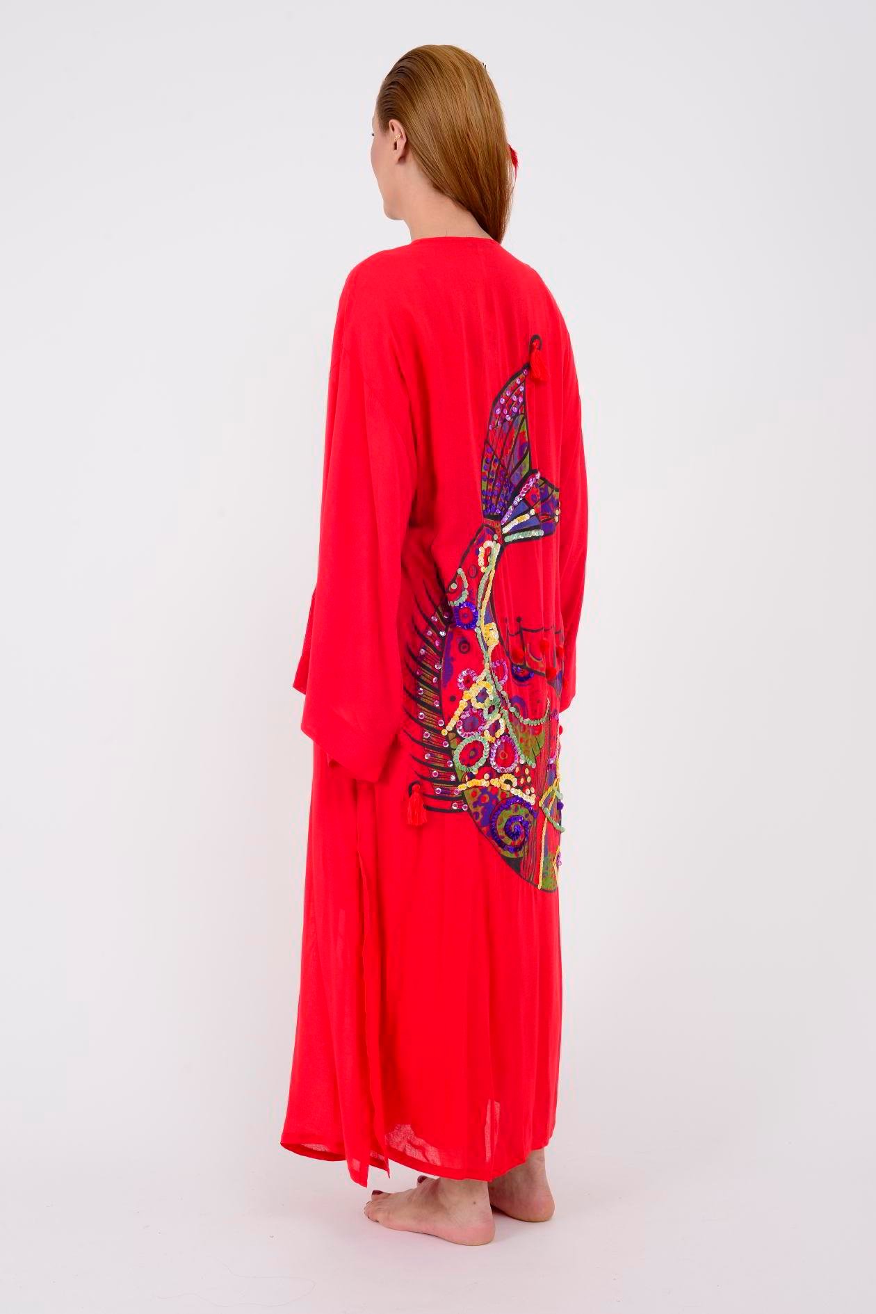 T-552 FISH BOHO KİMONO