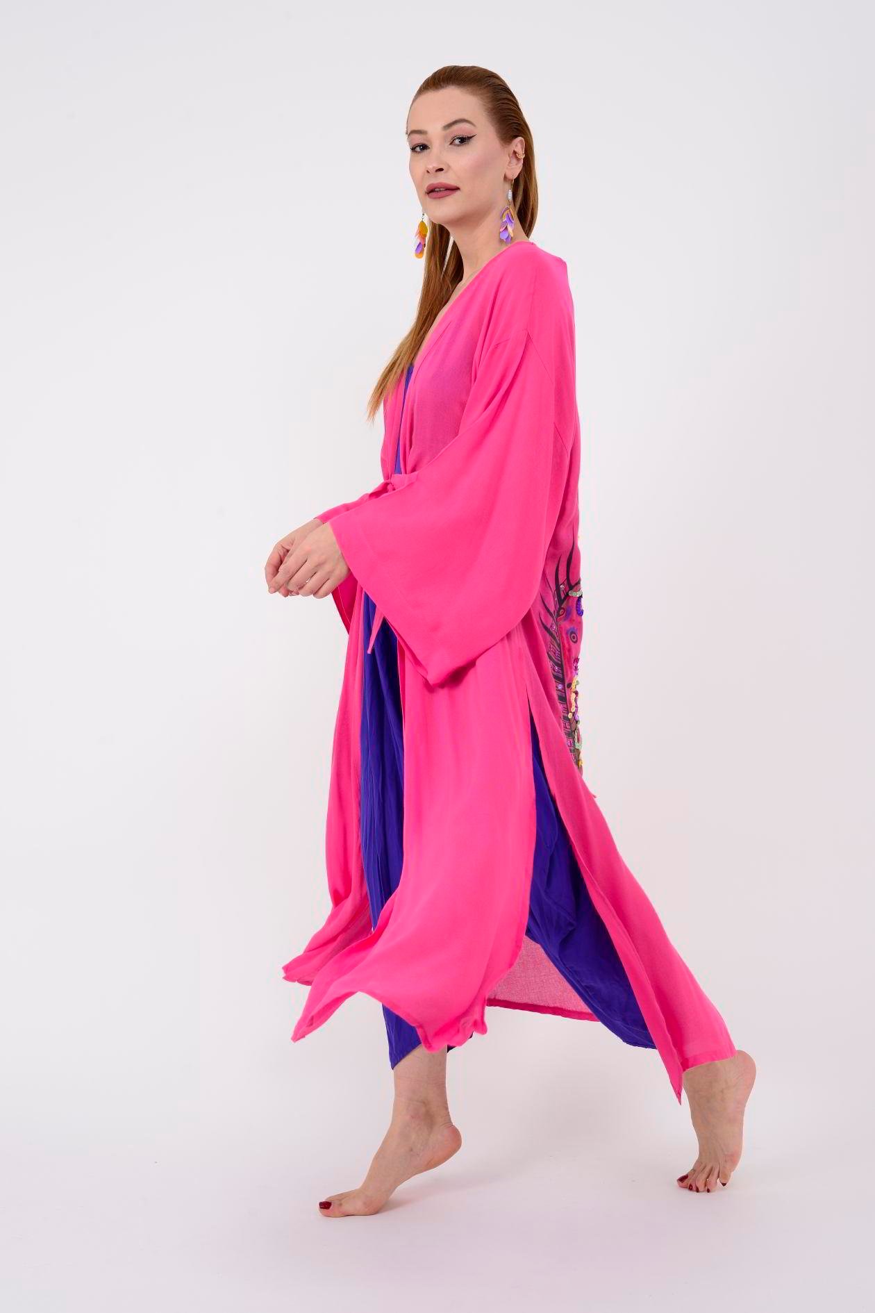 T-552 FISH BOHO KİMONO