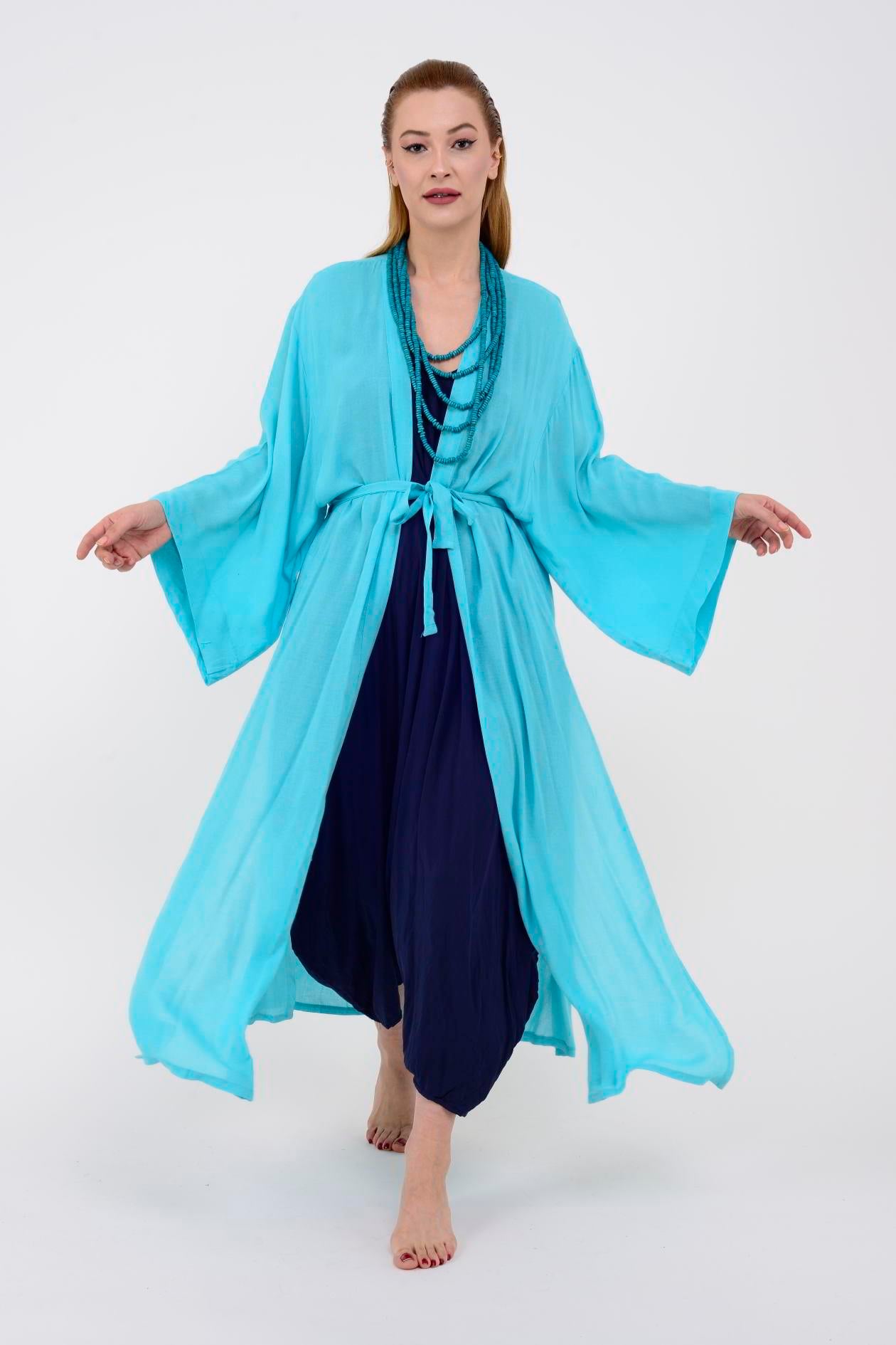 T-552 FISH BOHO KİMONO
