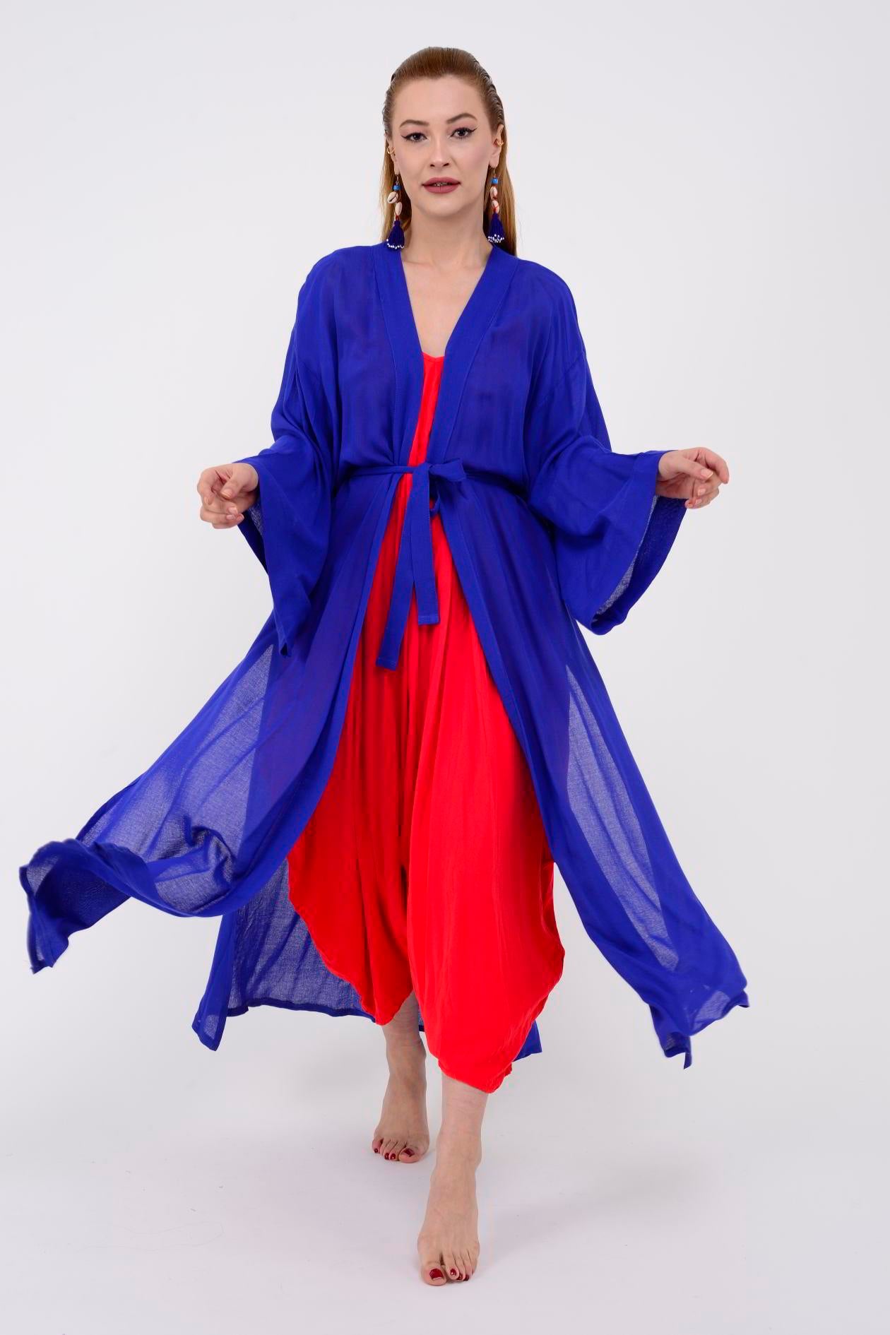 T-552 FISH BOHO KİMONO