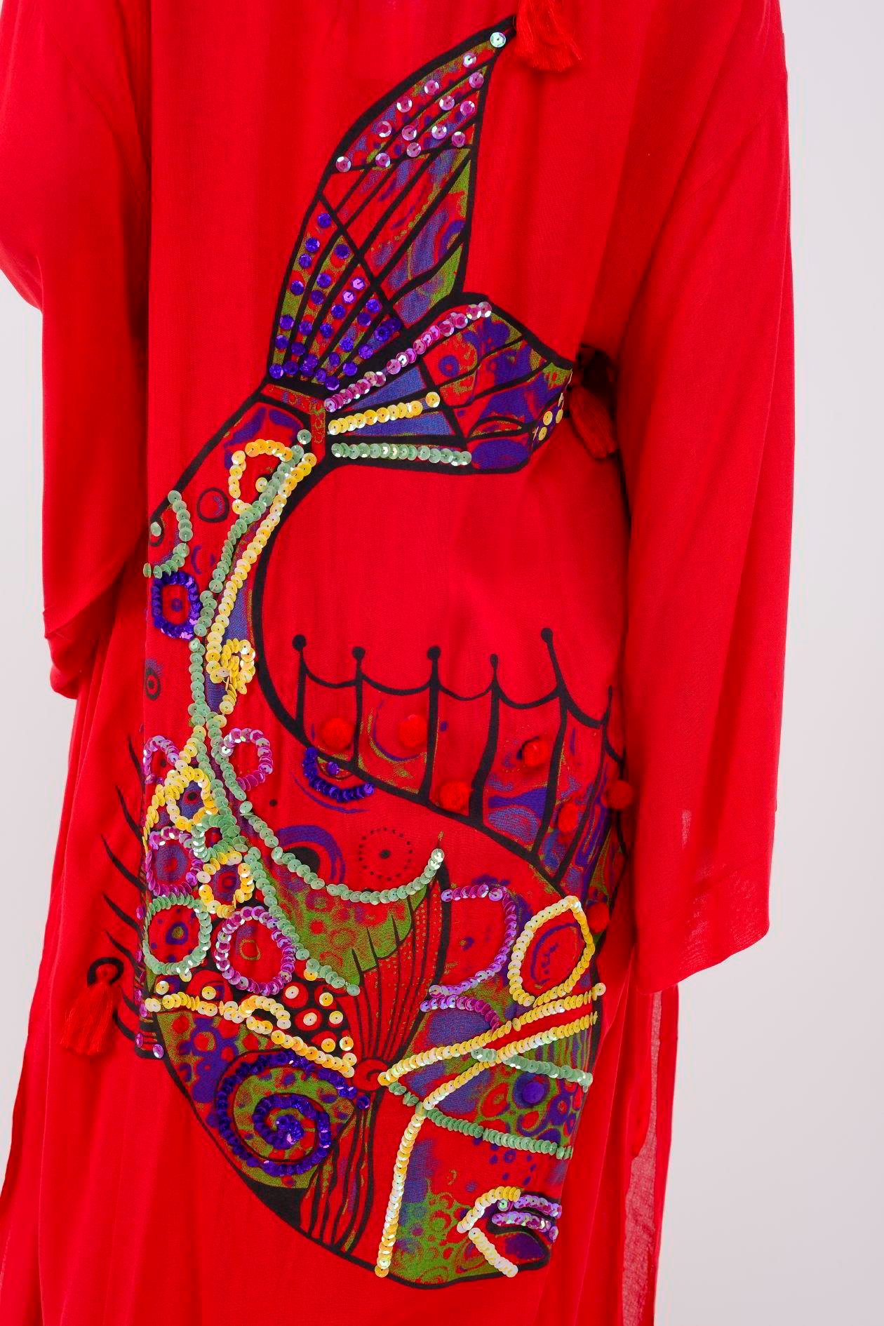 T-552 FISH BOHO KİMONO