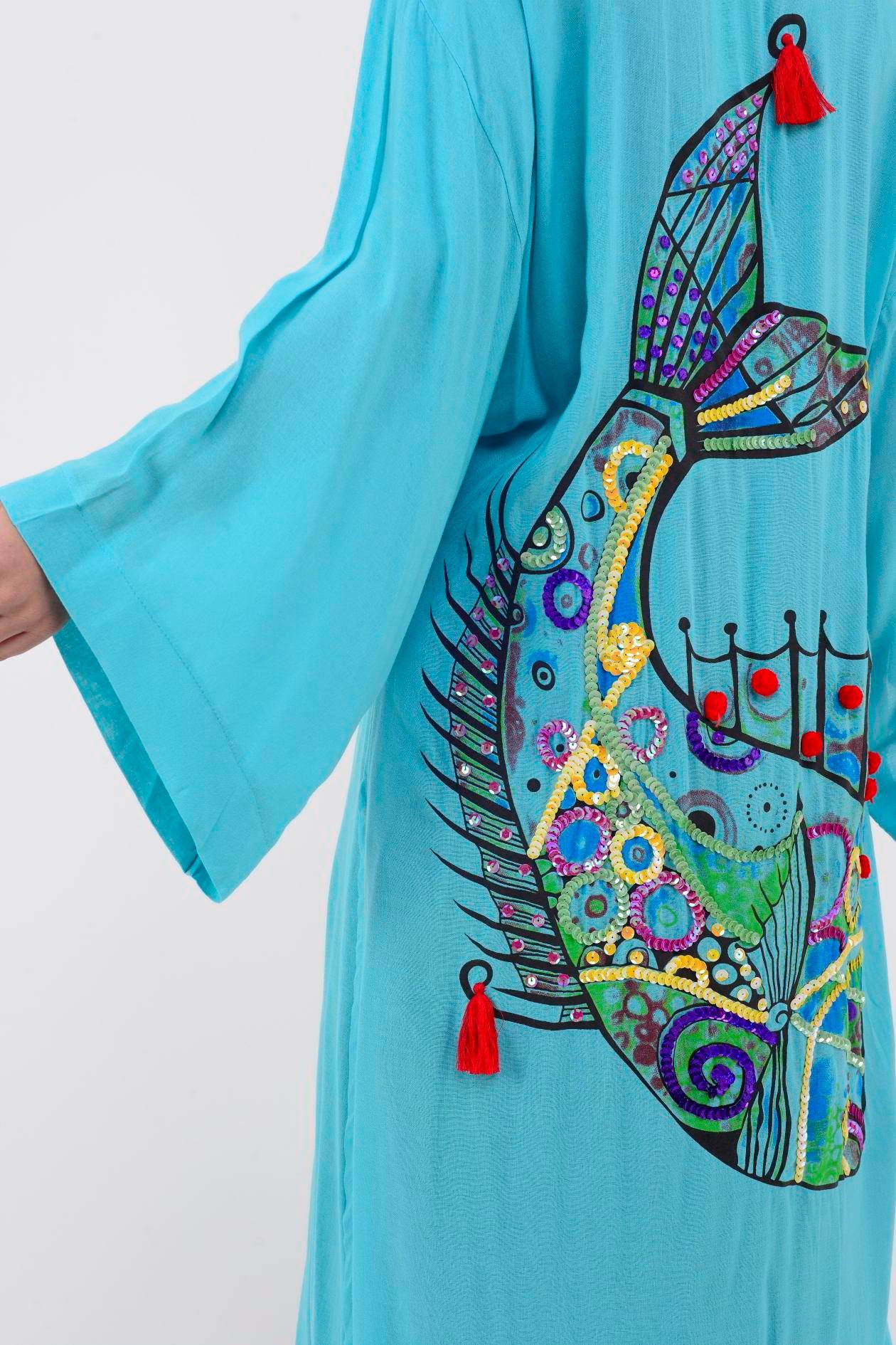 T-552 FISH BOHO KİMONO