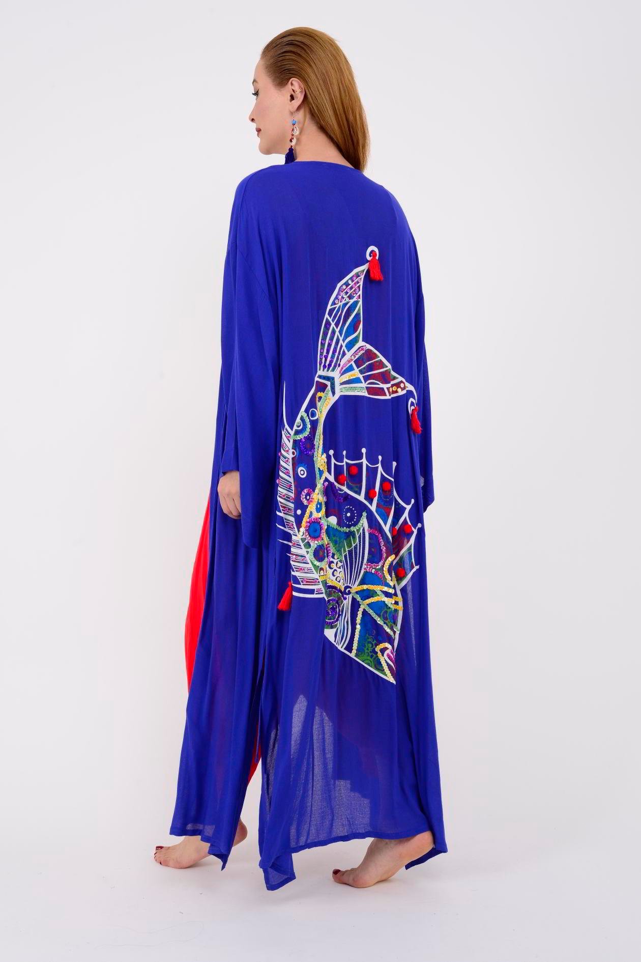 T-552 FISH BOHO KİMONO