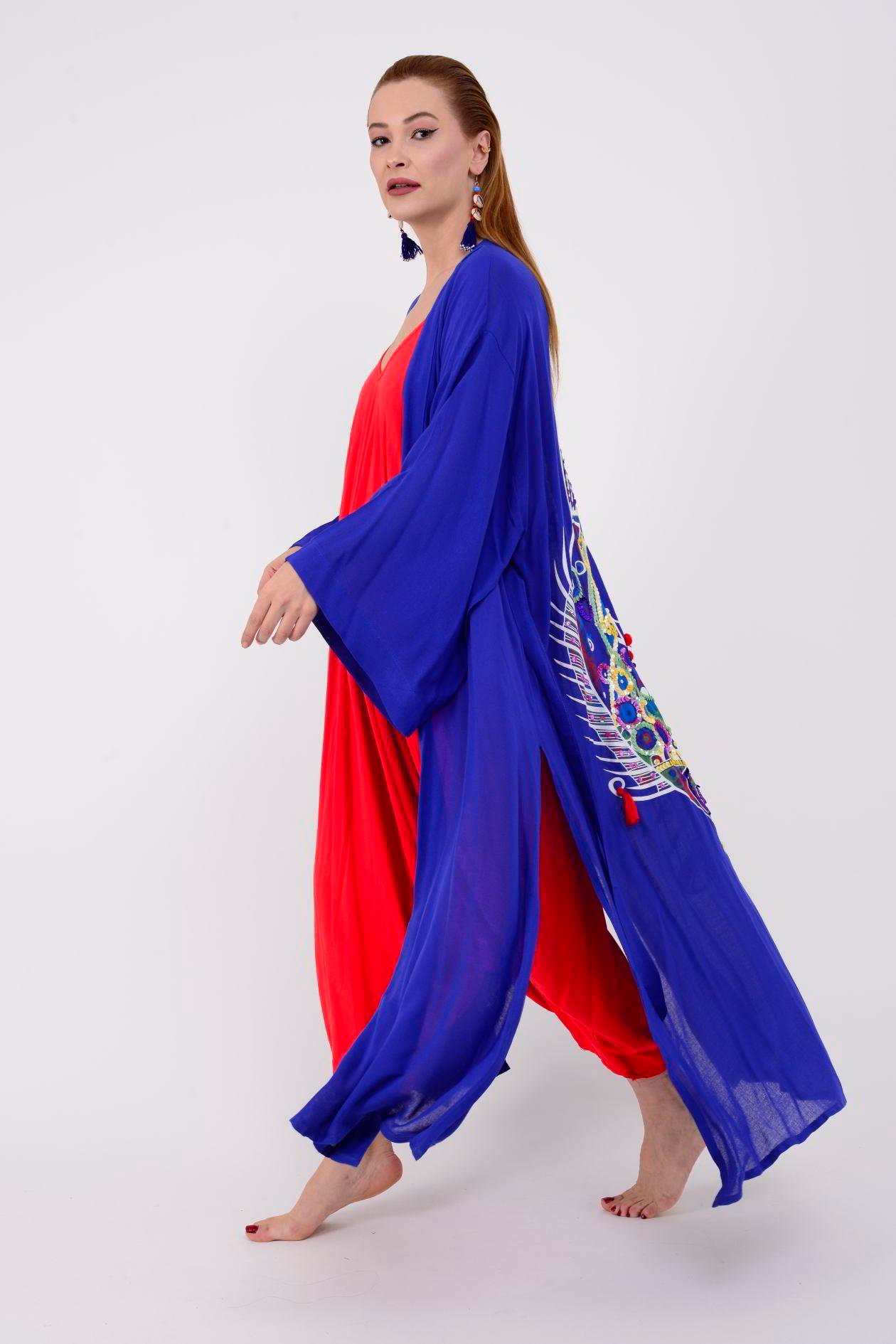 T-552 FISH BOHO KİMONO