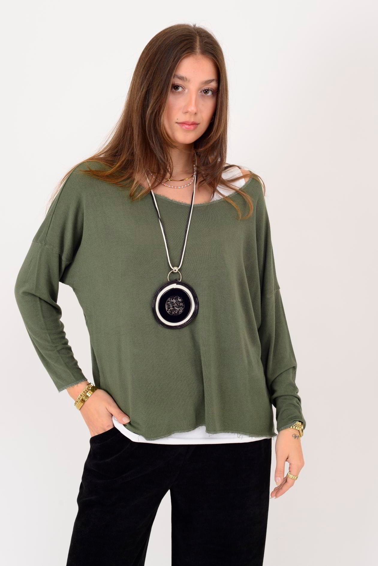 TK10100 SİM DETAYLI 2'Lİ TRİKO BLUZ