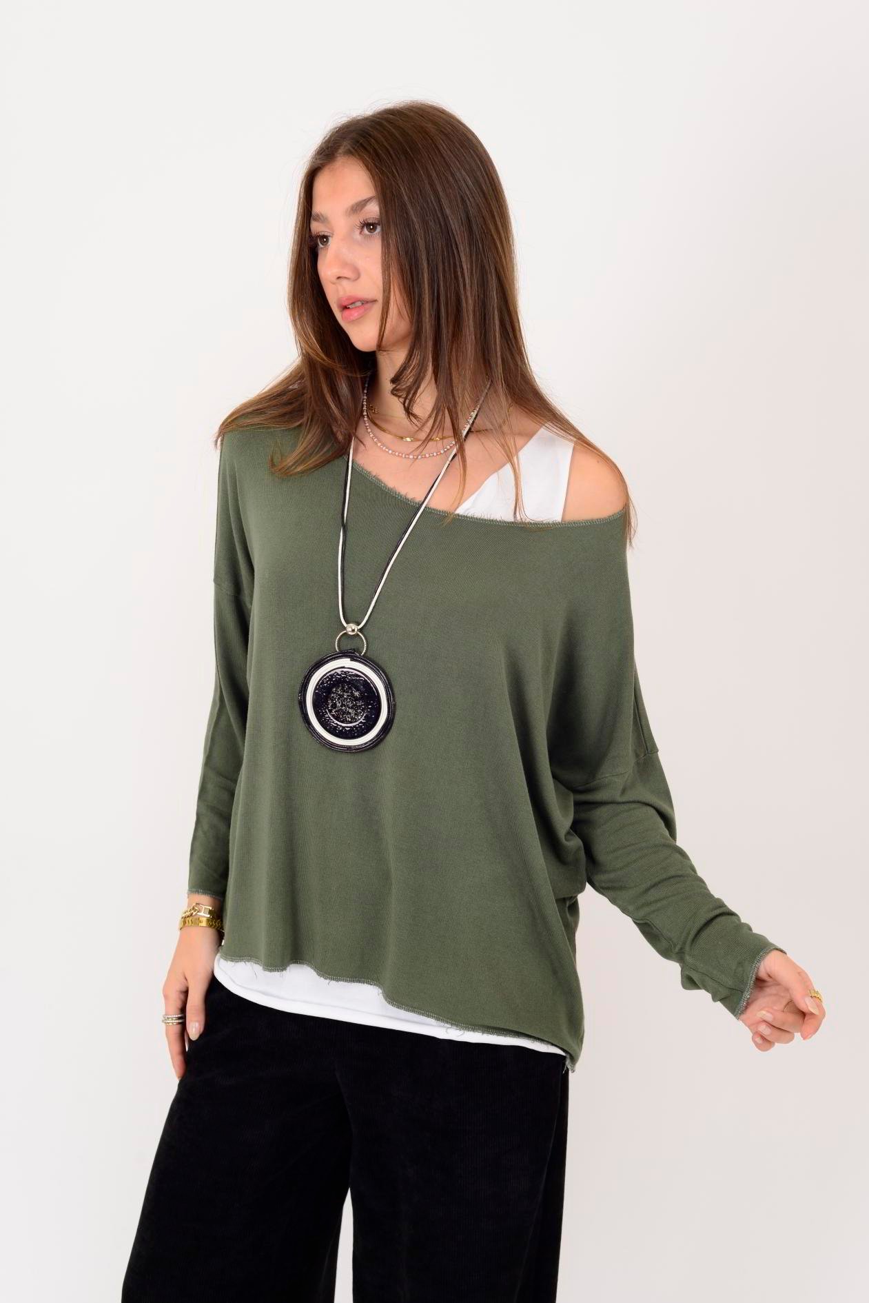 TK10100 SİM DETAYLI 2'Lİ TRİKO BLUZ