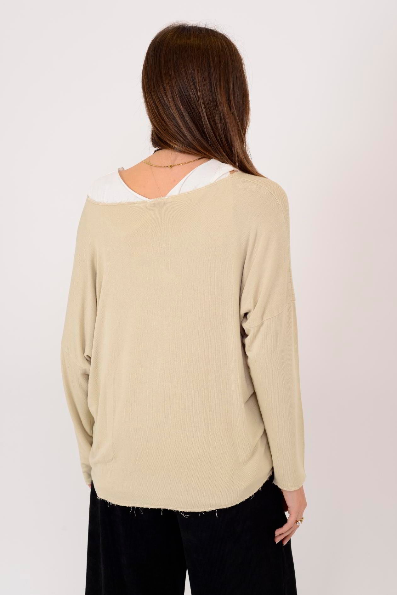 TK10100 SİM DETAYLI 2'Lİ TRİKO BLUZ