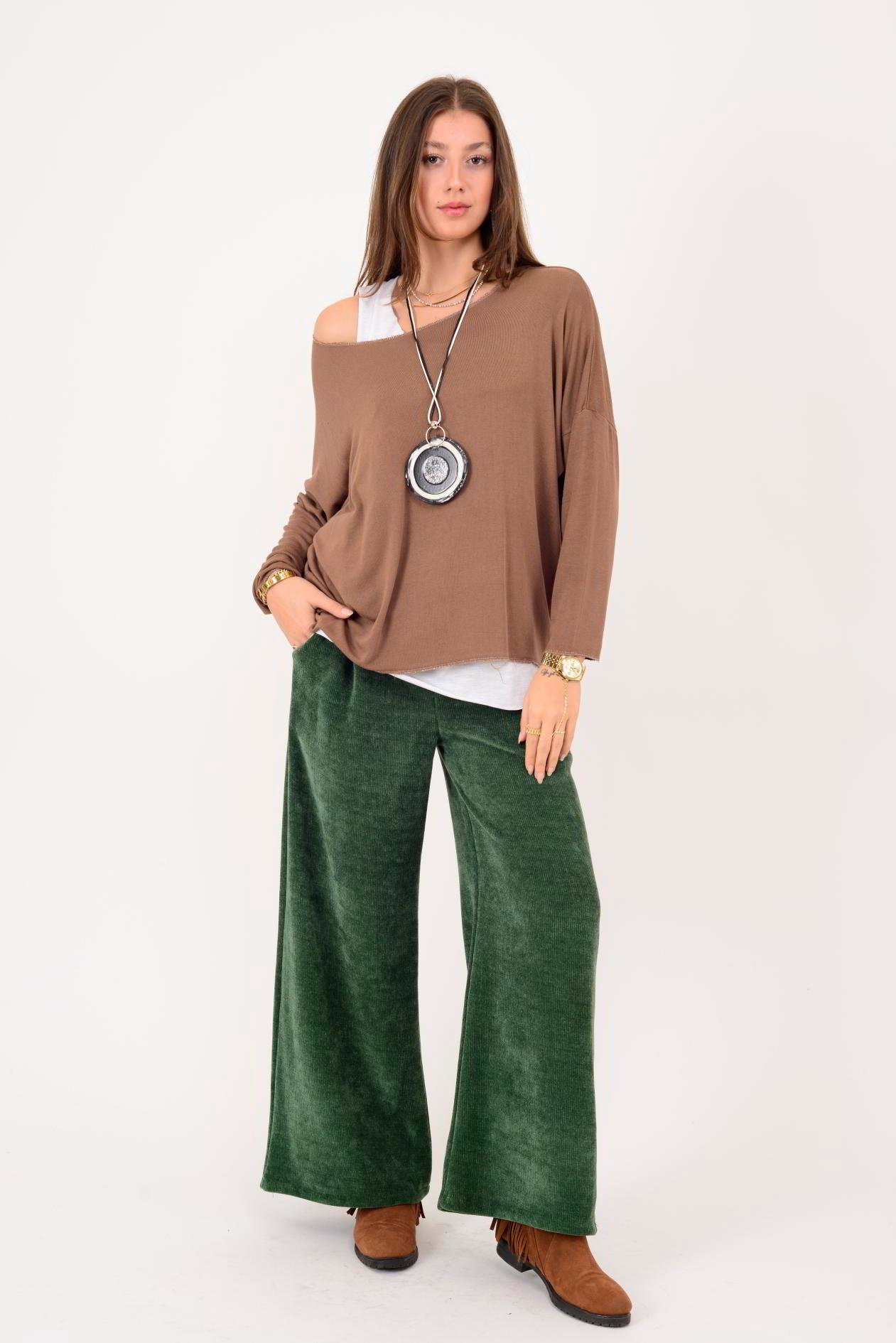 TK10100 SİM DETAYLI 2'Lİ TRİKO BLUZ