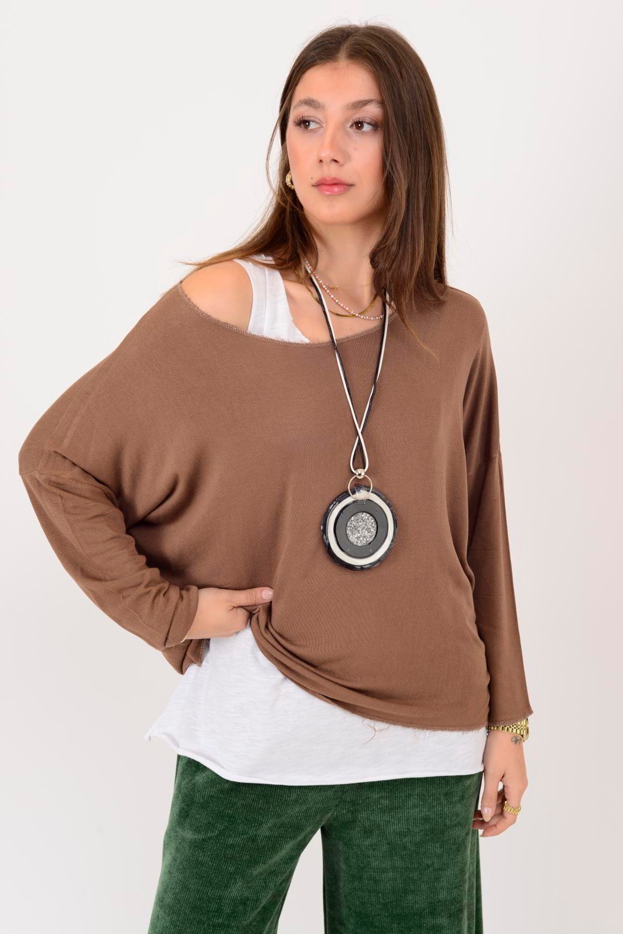 TK10100 SİM DETAYLI 2'Lİ TRİKO BLUZ