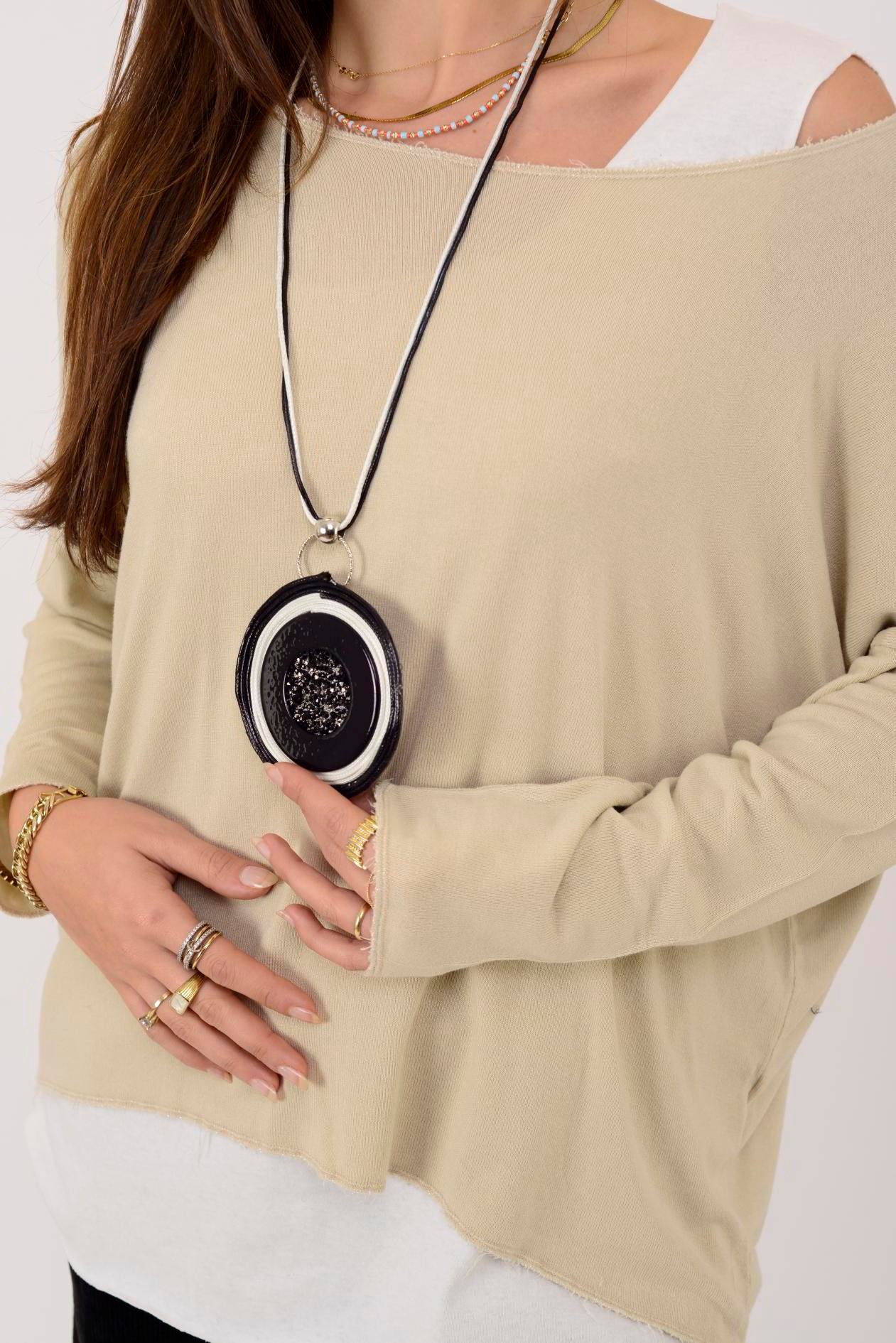 TK10100 SİM DETAYLI 2'Lİ TRİKO BLUZ