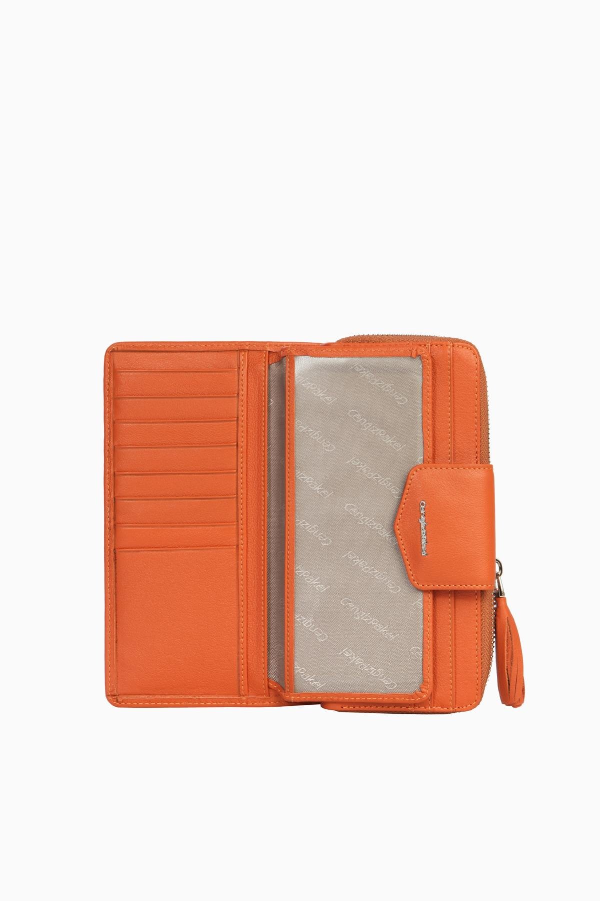 Cengiz Pakel Cengiz Pakel Hakiki Deri Kadın Cüzdan-Portföy 65133-Kiremit