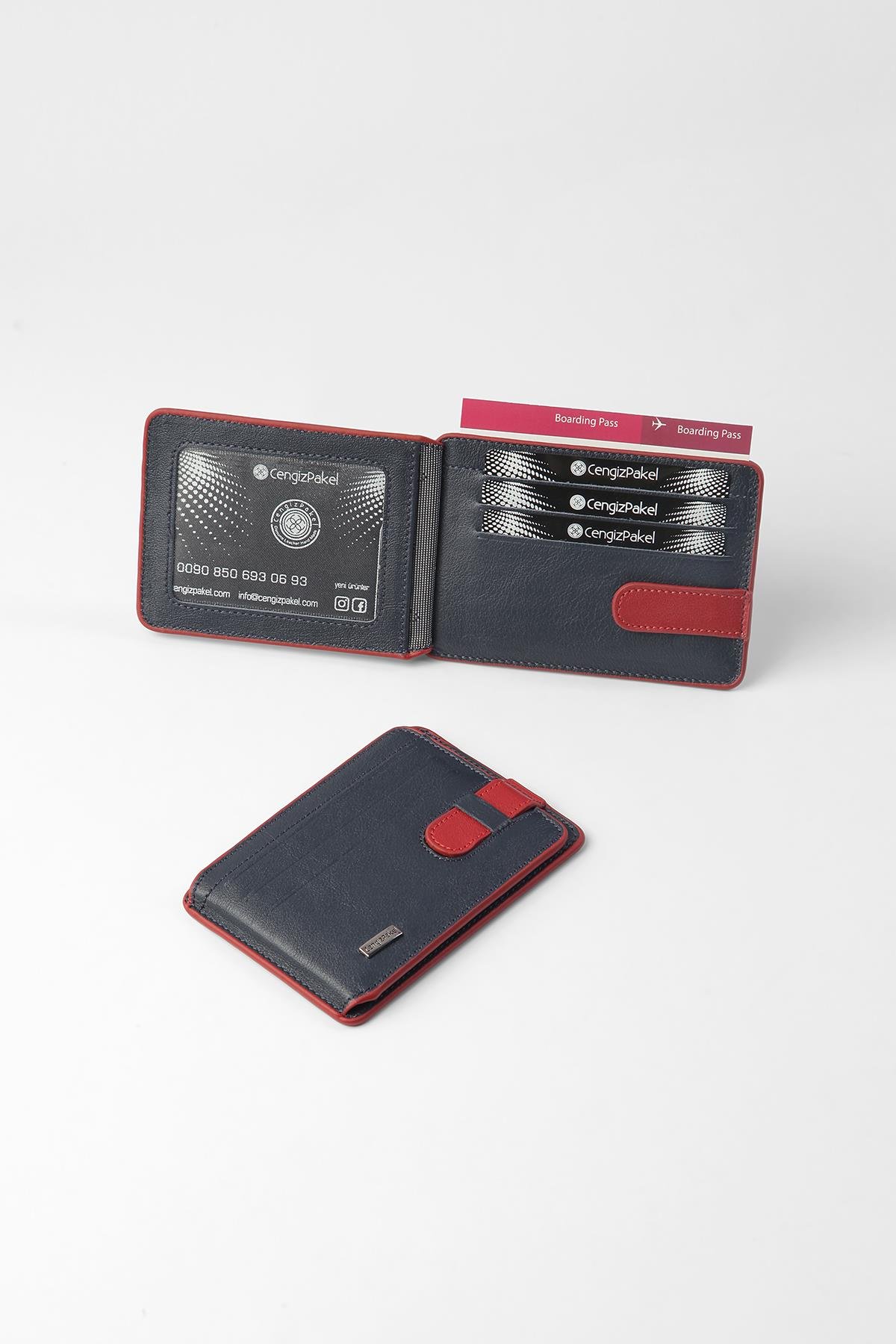 Cengiz Pakel Cengiz Pakel Hakiki Deri Kartlık 2404-Lacivert-Kırmızı