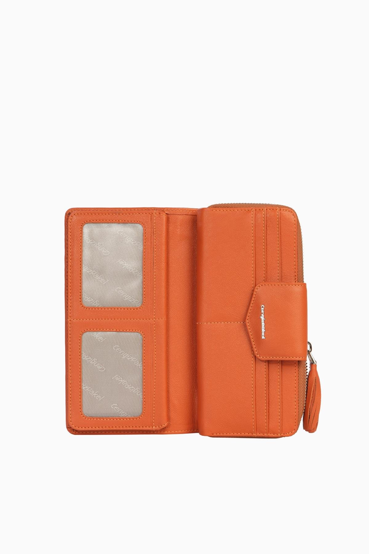 Cengiz Pakel Cengiz Pakel Hakiki Deri Kadın Cüzdan-Portföy 65133-Kiremit