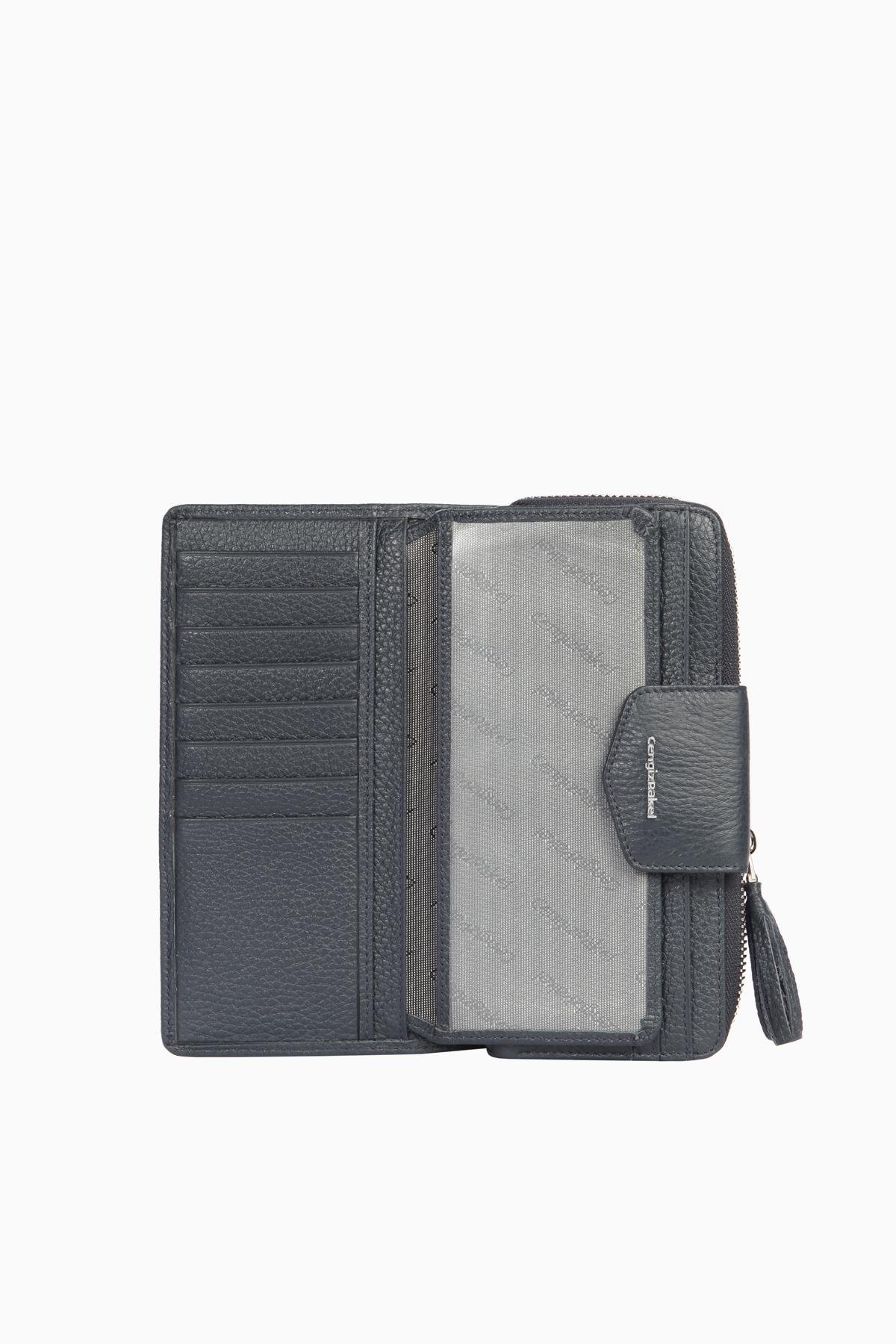 Cengiz Pakel Cengiz Pakel Hakiki Deri Kadın Cüzdan-Portföy 65133-Lacivert