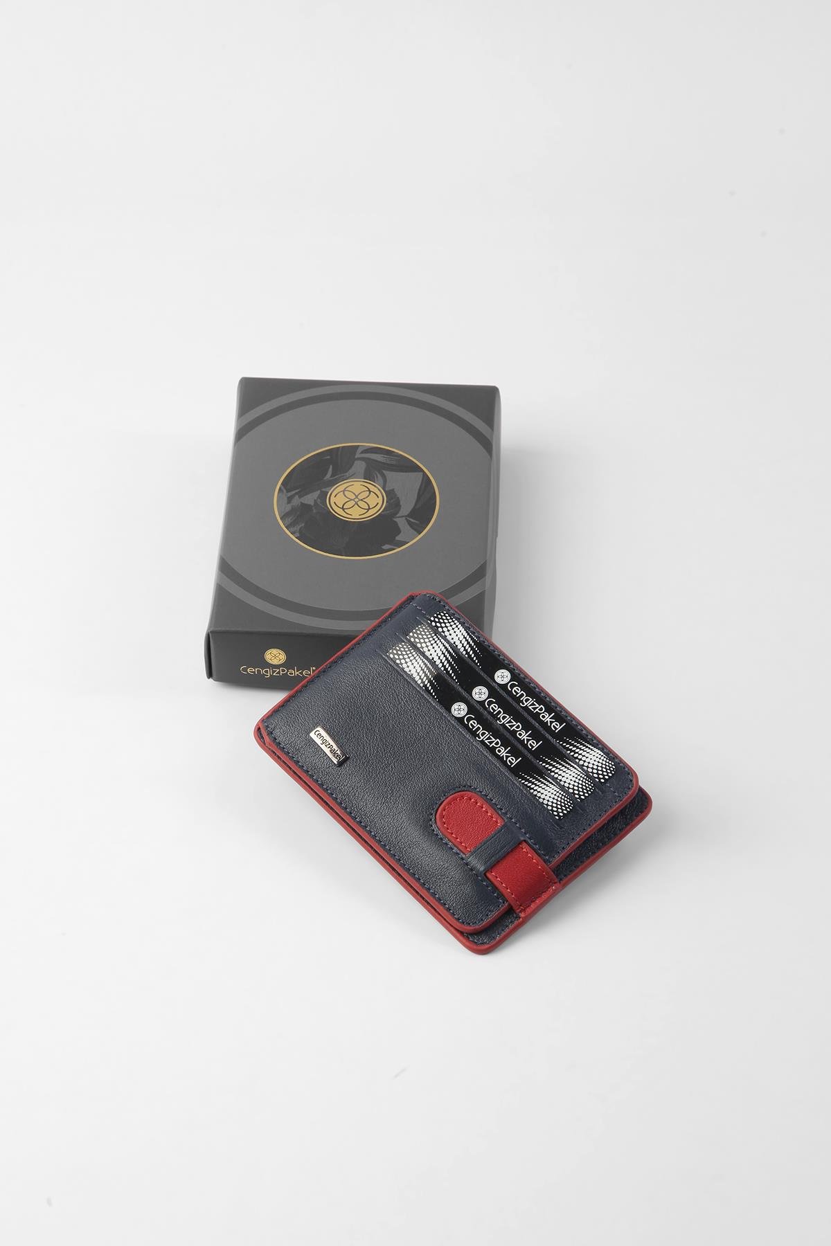 Cengiz Pakel Cengiz Pakel Hakiki Deri Kartlık 2404-Lacivert-Kırmızı