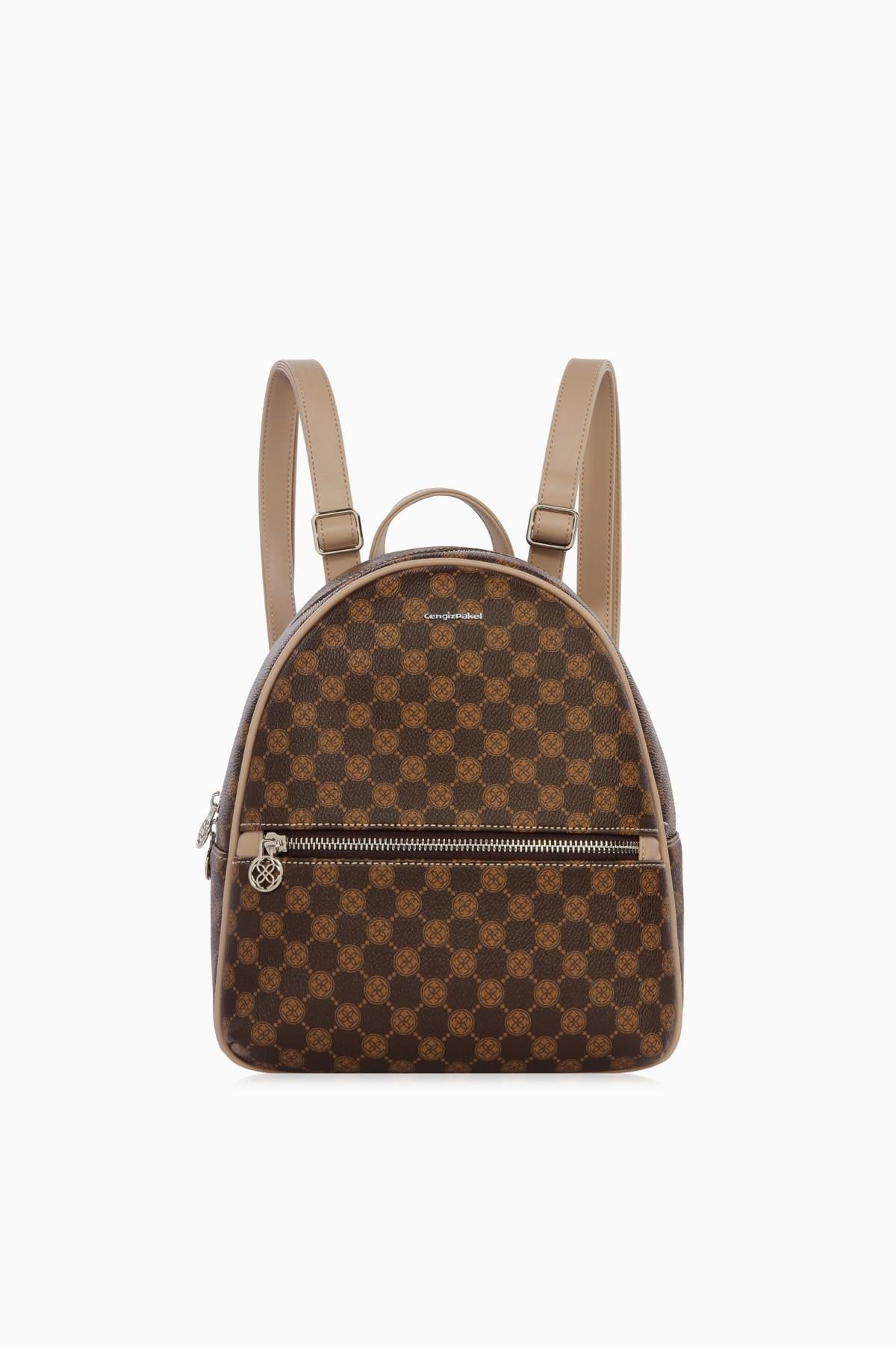 Cengiz Pakel Cengiz Pakel Monogram Shore Kadın Sırt Çantası 7286P-Kahve-Vizon