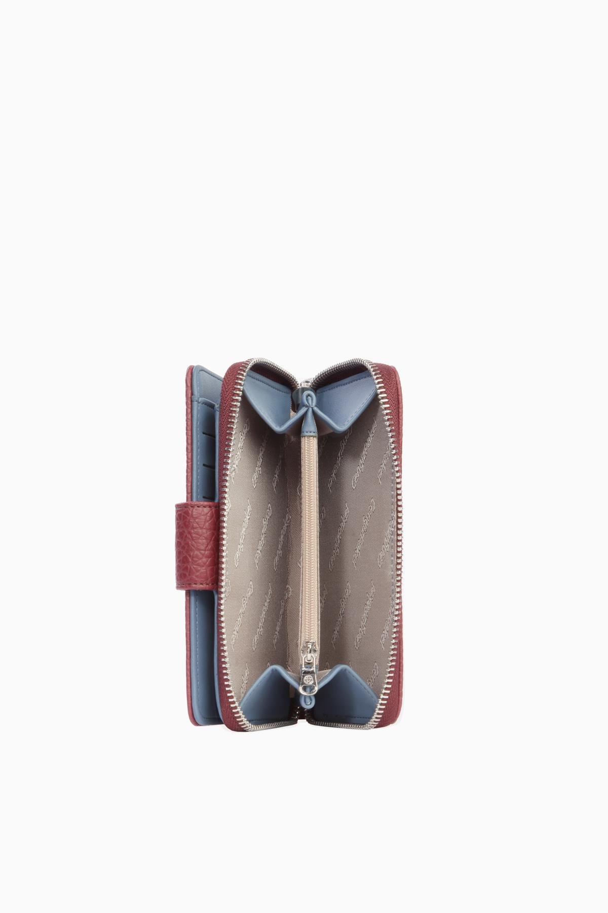 Cengiz Pakel Cengiz Pakel Orta Boy Kadın Cüzdan/Portföy – 65298M - Bordo/ İndigo