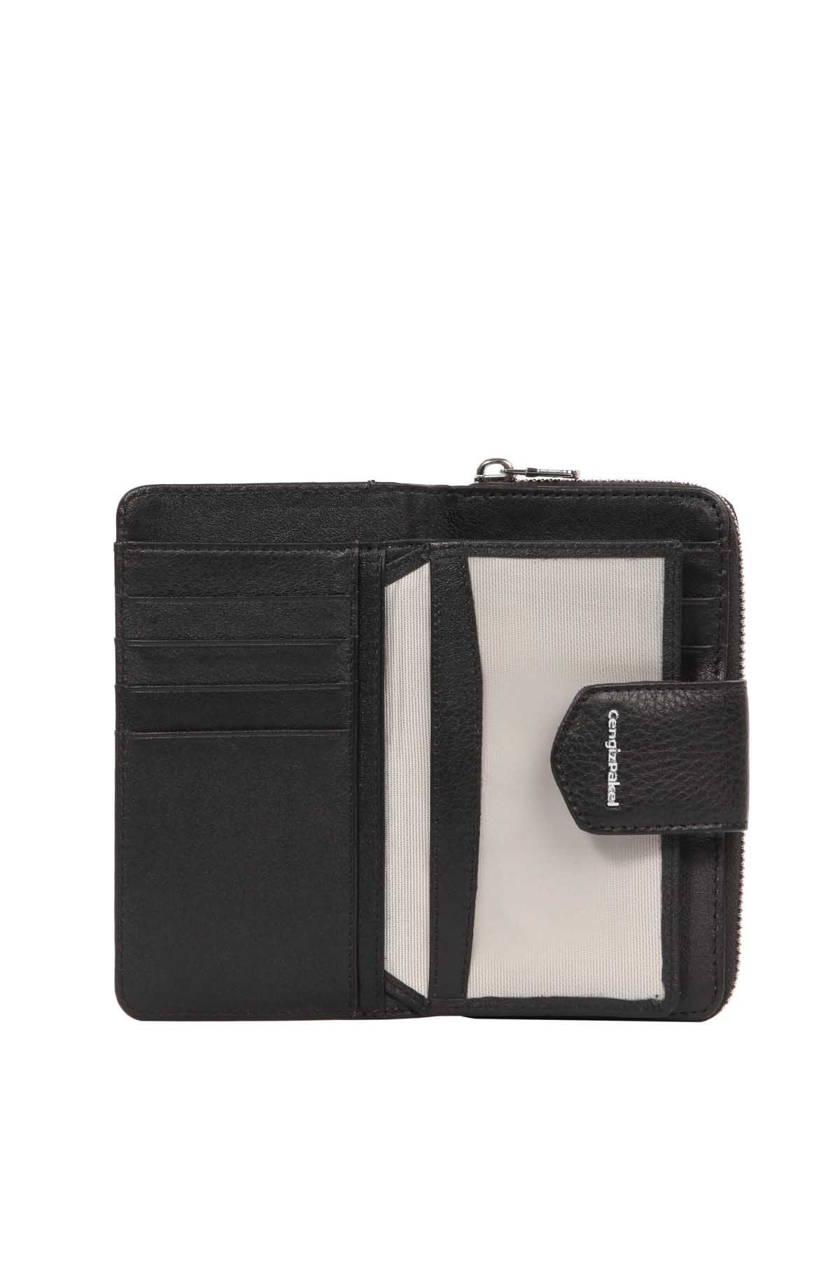 Cengiz Pakel Gerçek Deri Kadın Cüzdan - Portföy 65246-Siyah