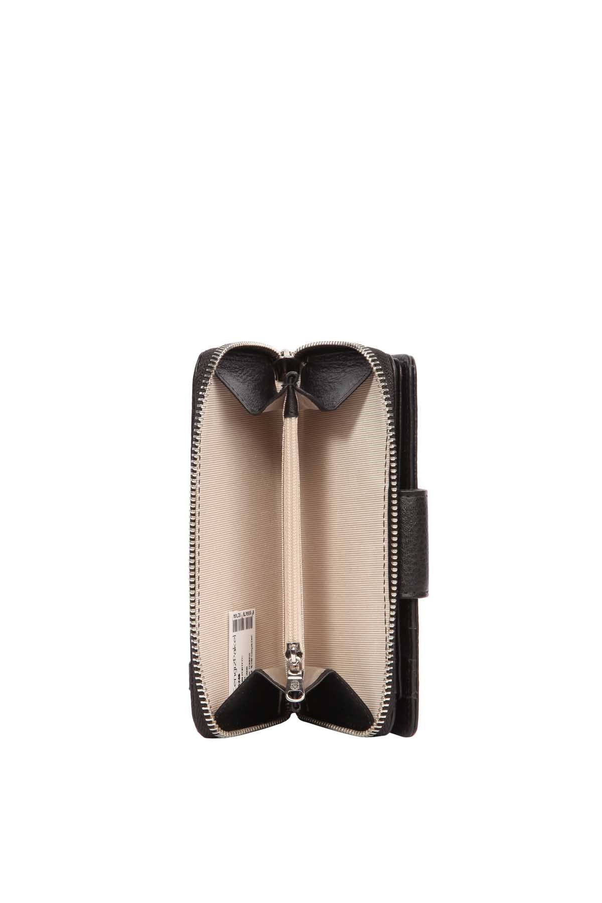 Cengiz Pakel Gerçek Deri Kadın Cüzdan - Portföy 65246-Siyah