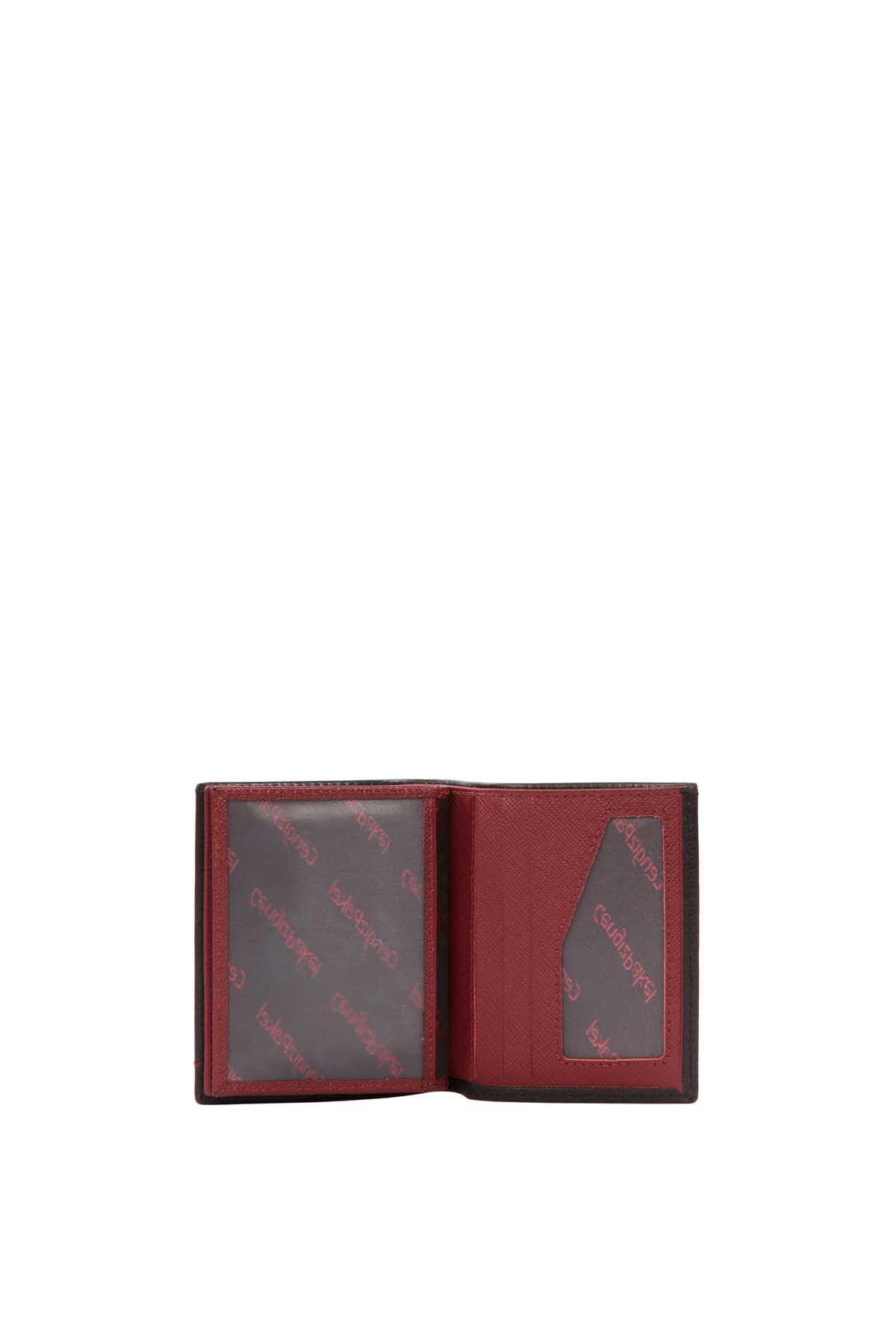 Cengiz Pakel Hakiki Deri Erkek Cüzdan 13643-Siyah-Bordo