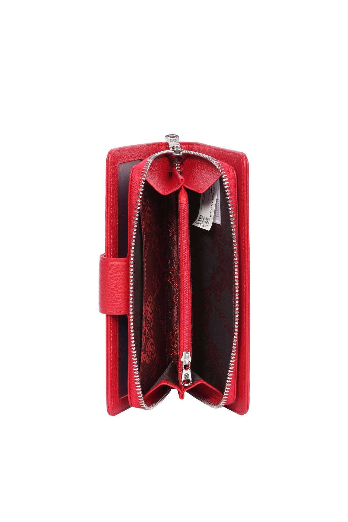 Cengiz Pakel Hakiki Deri Kadın Cüzdan-Portföy 65104-Kırmızı