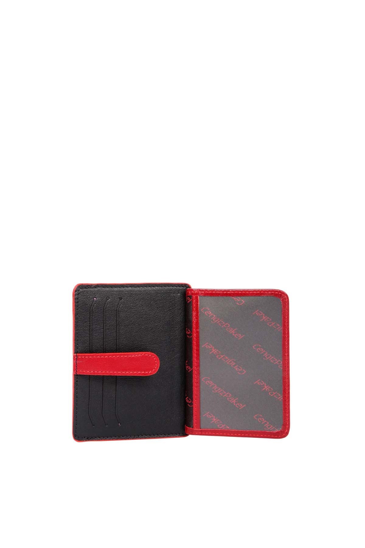 Cengiz Pakel Hakiki Deri Kartlık 2453-Siyah-Kırmızı