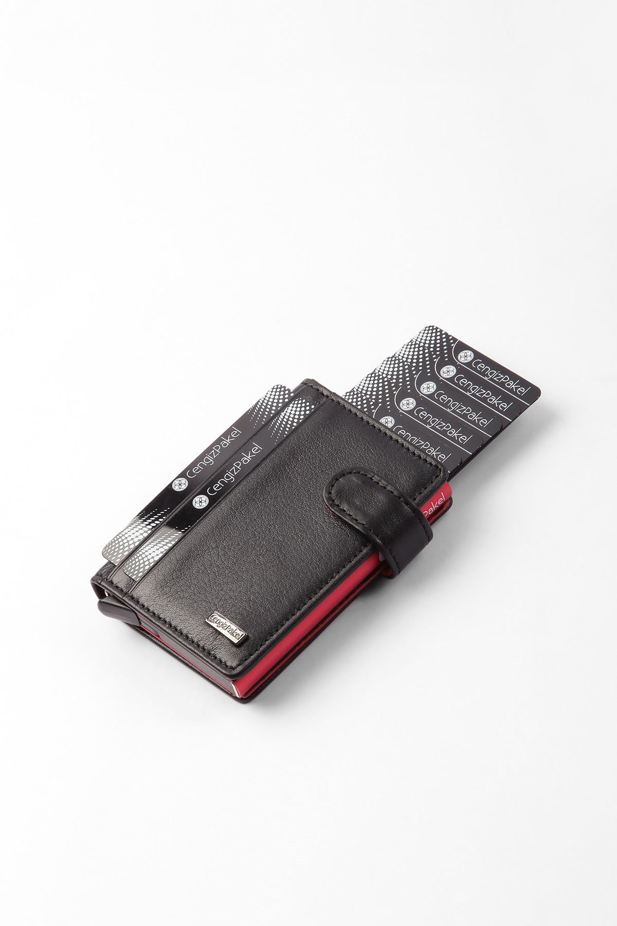 Cengiz Pakel Hakiki Deri Kartlık 2454-Siyah-Kırmızı