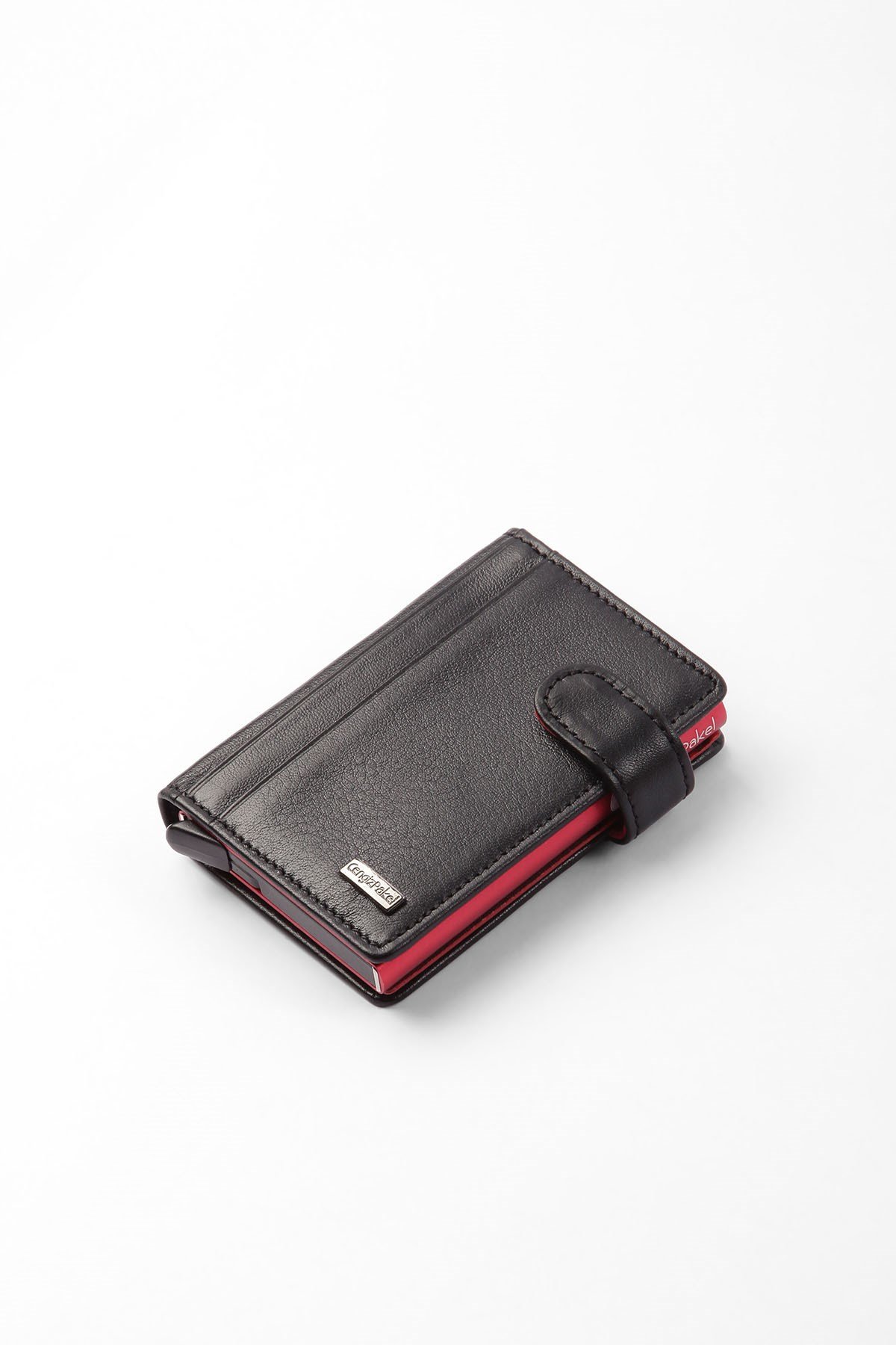 Cengiz Pakel Hakiki Deri Kartlık 2454-Siyah-Kırmızı