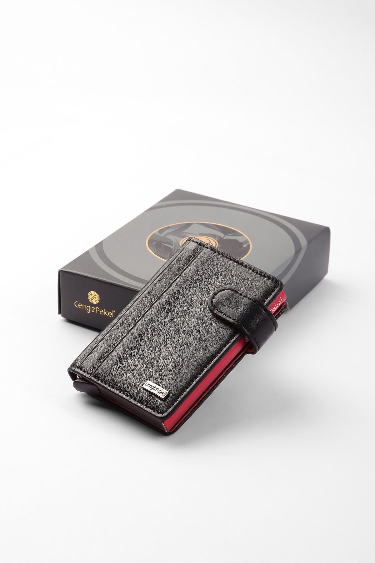 Cengiz Pakel Hakiki Deri Kartlık 2454-Siyah-Kırmızı