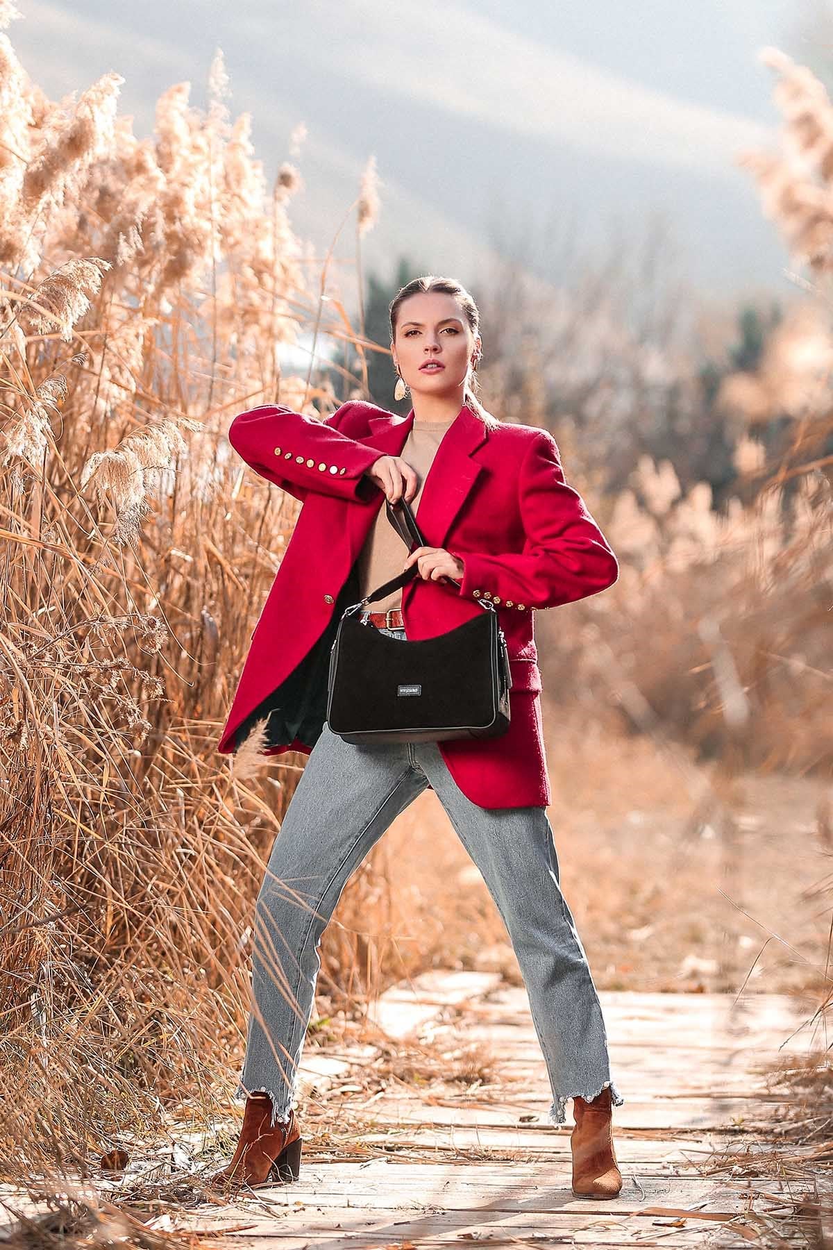 Cengiz Pakel Jasmine Baguette Omuz Çantası 7302-Siyah