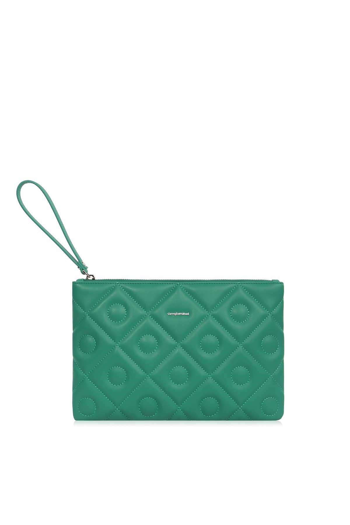 Cengiz Pakel Monroe Kadın Clutch - Portföy 7329-Yeşil