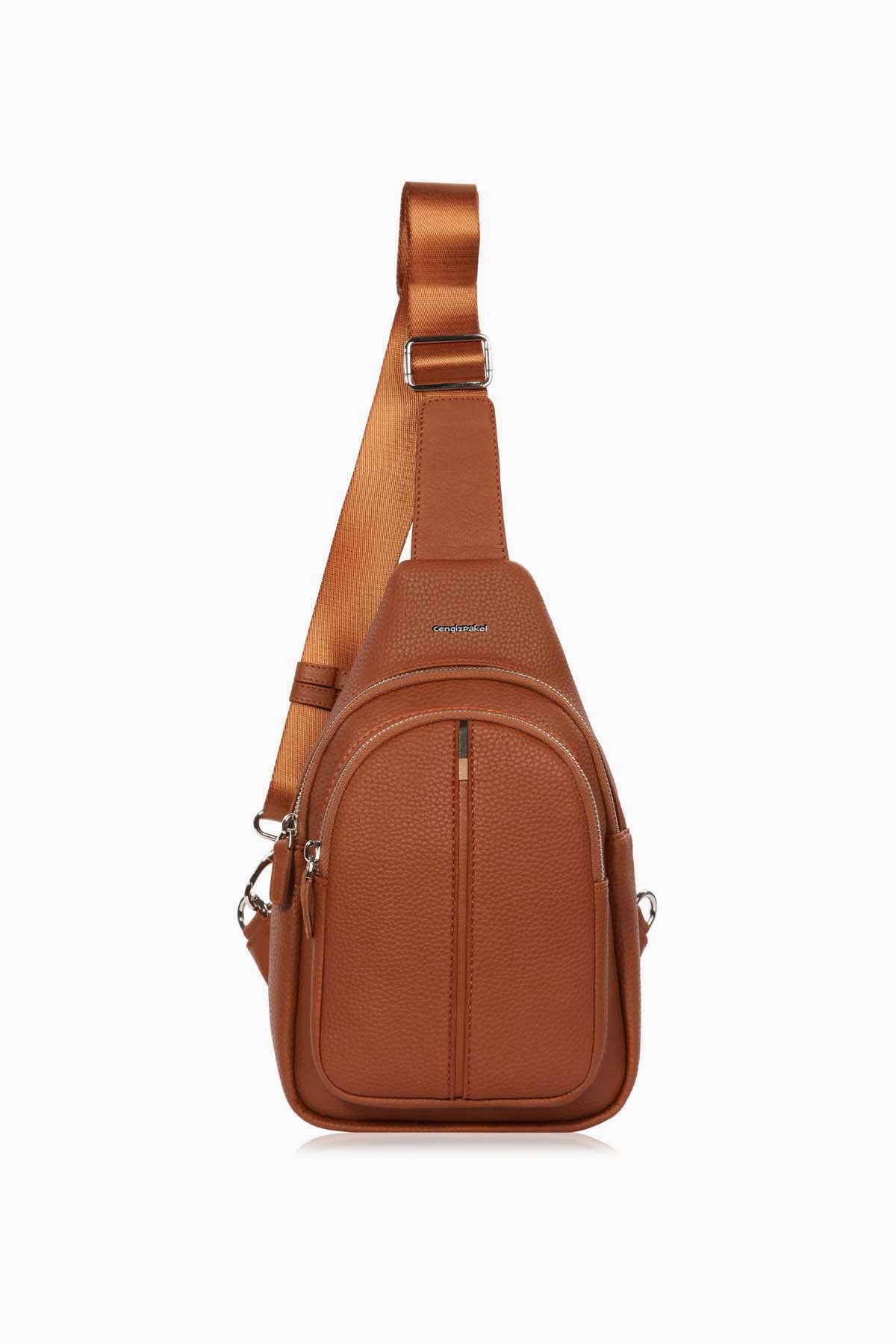 Cengiz Pakel Unisex Crossbody Çanta 7208-Taba