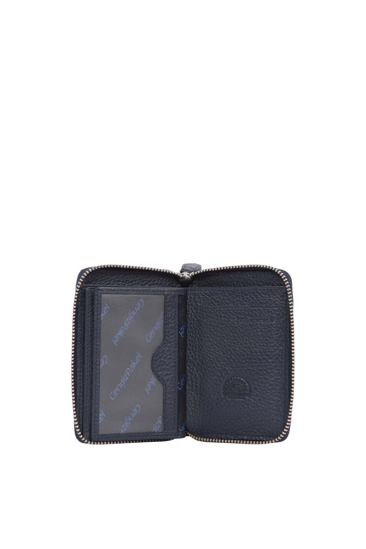 Cengiz Pakel Unisex Hakiki Deri Cüzdan 13694-Lacivert