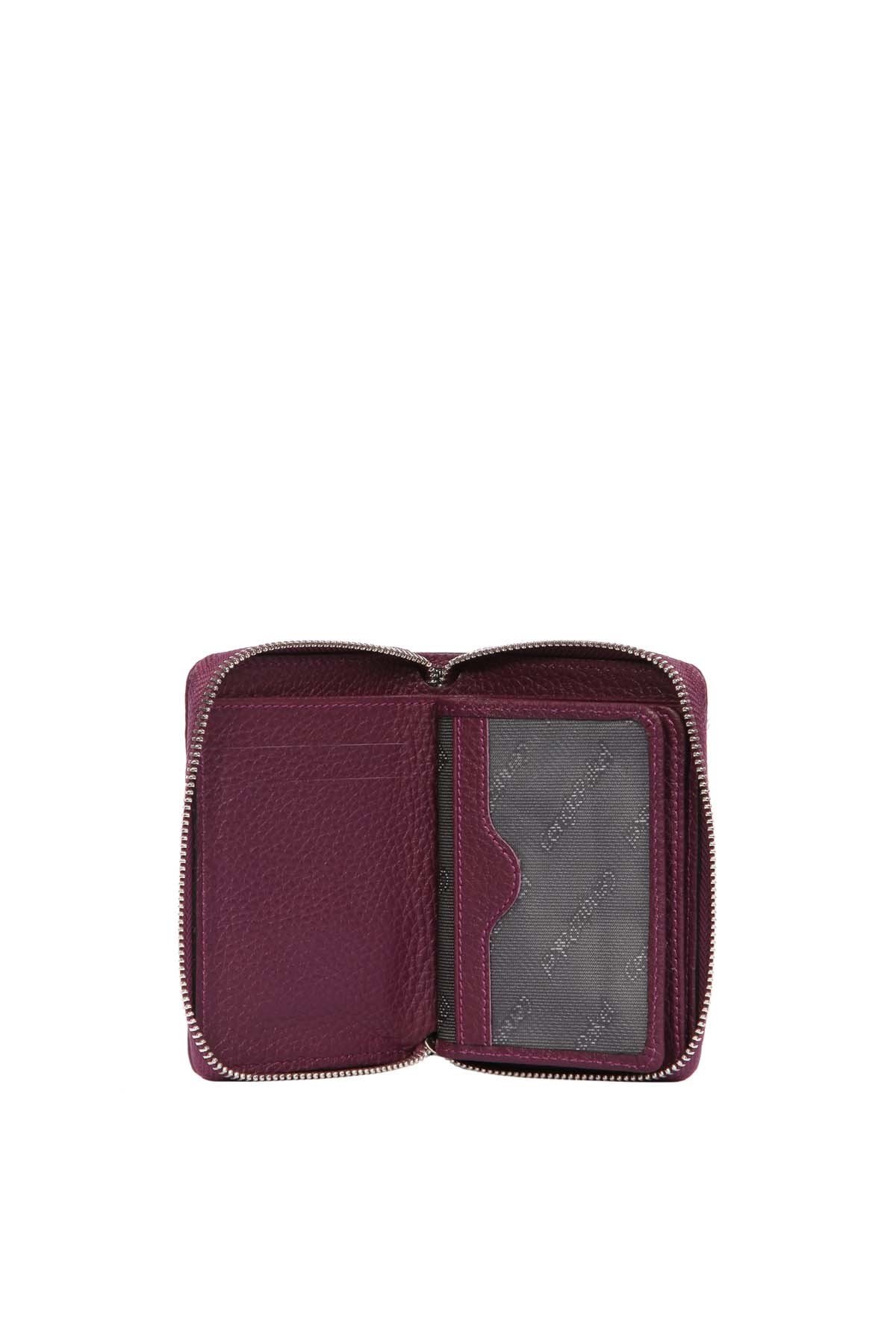 Cengiz Pakel Unisex Hakiki Deri Cüzdan 13694-Mürdüm