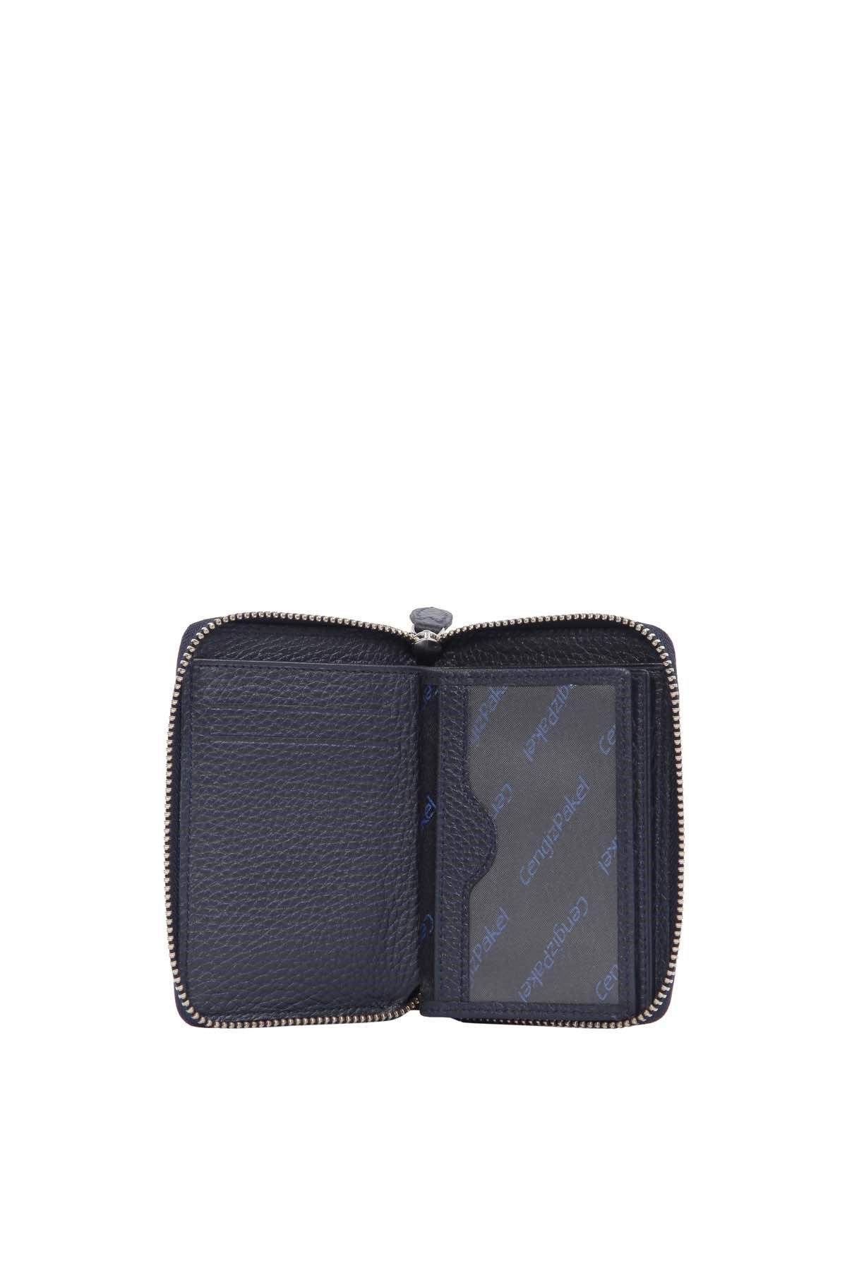 Cengiz Pakel Unisex Hakiki Deri Cüzdan 13694-Lacivert