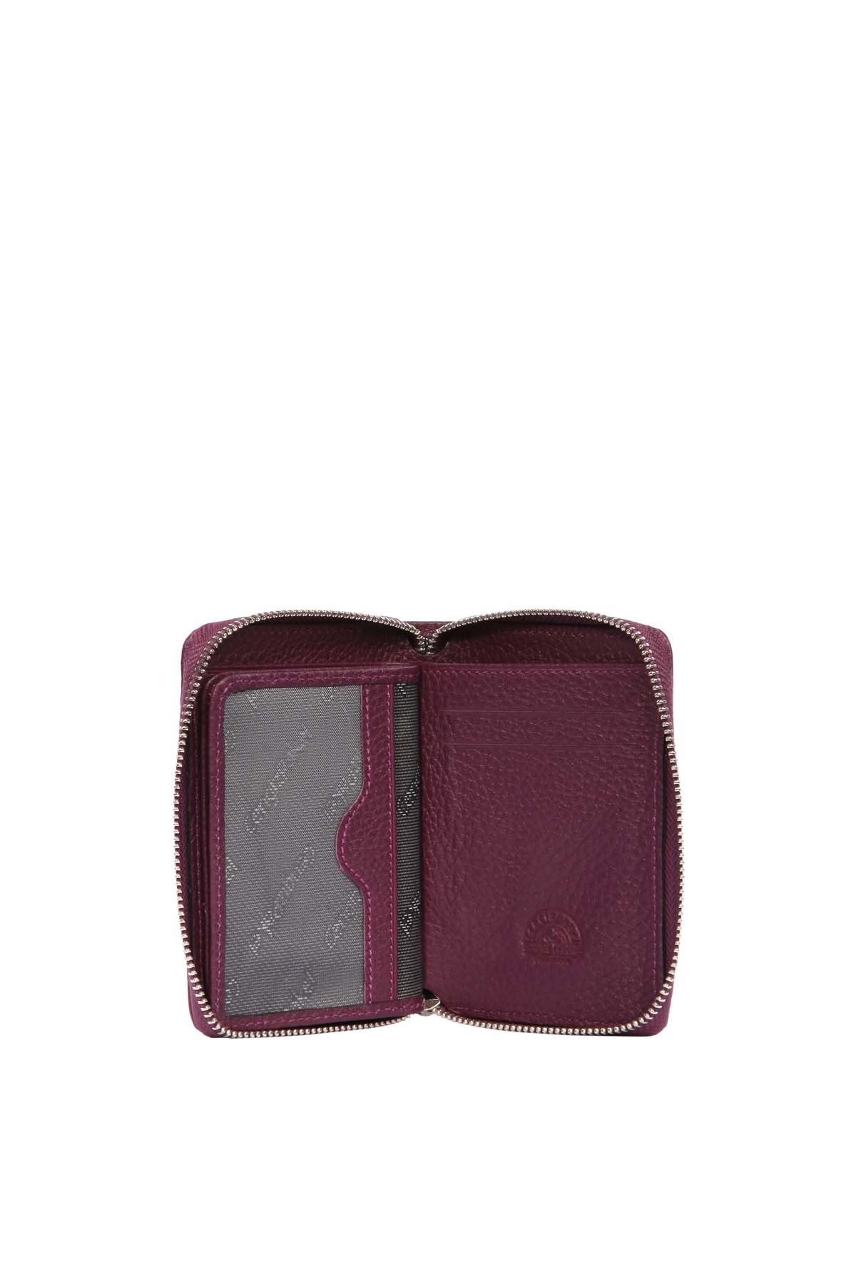Cengiz Pakel Unisex Hakiki Deri Cüzdan 13694-Mürdüm