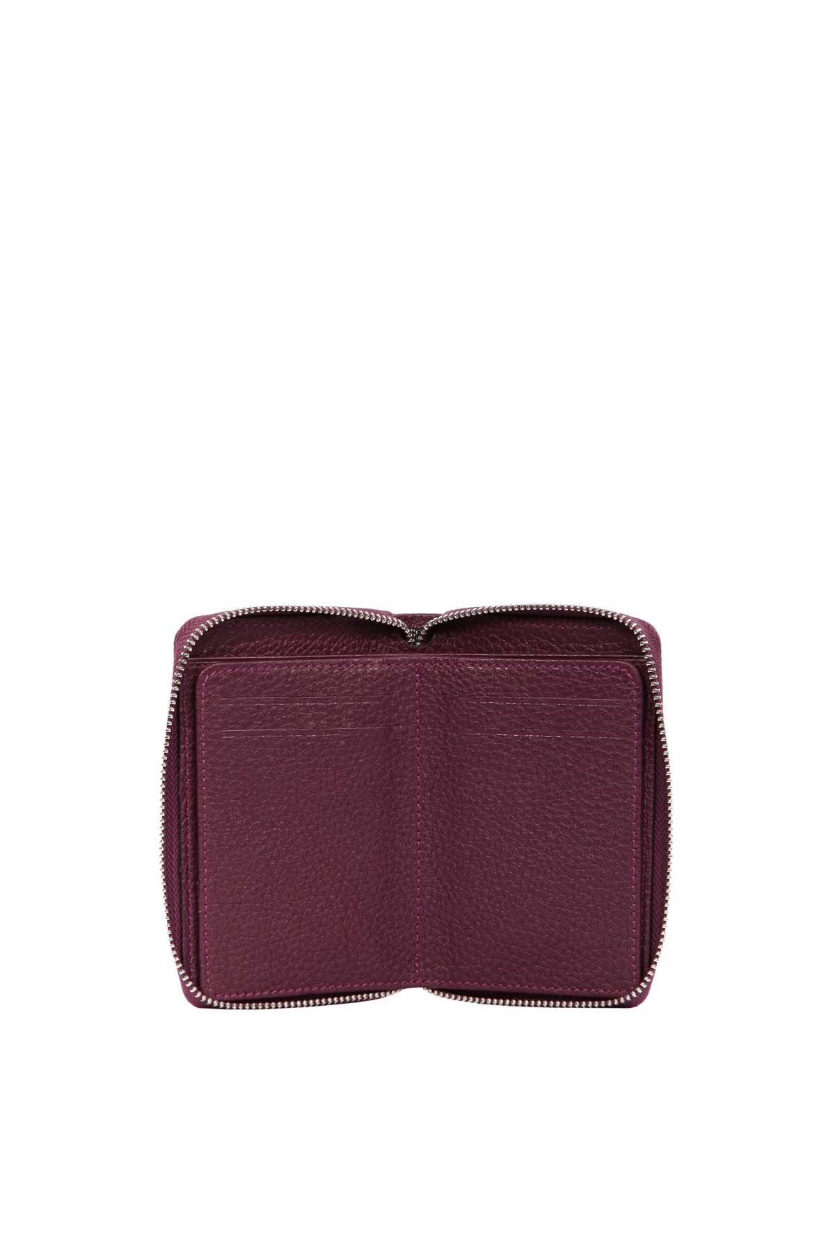 Cengiz Pakel Unisex Hakiki Deri Cüzdan 13694-Mürdüm
