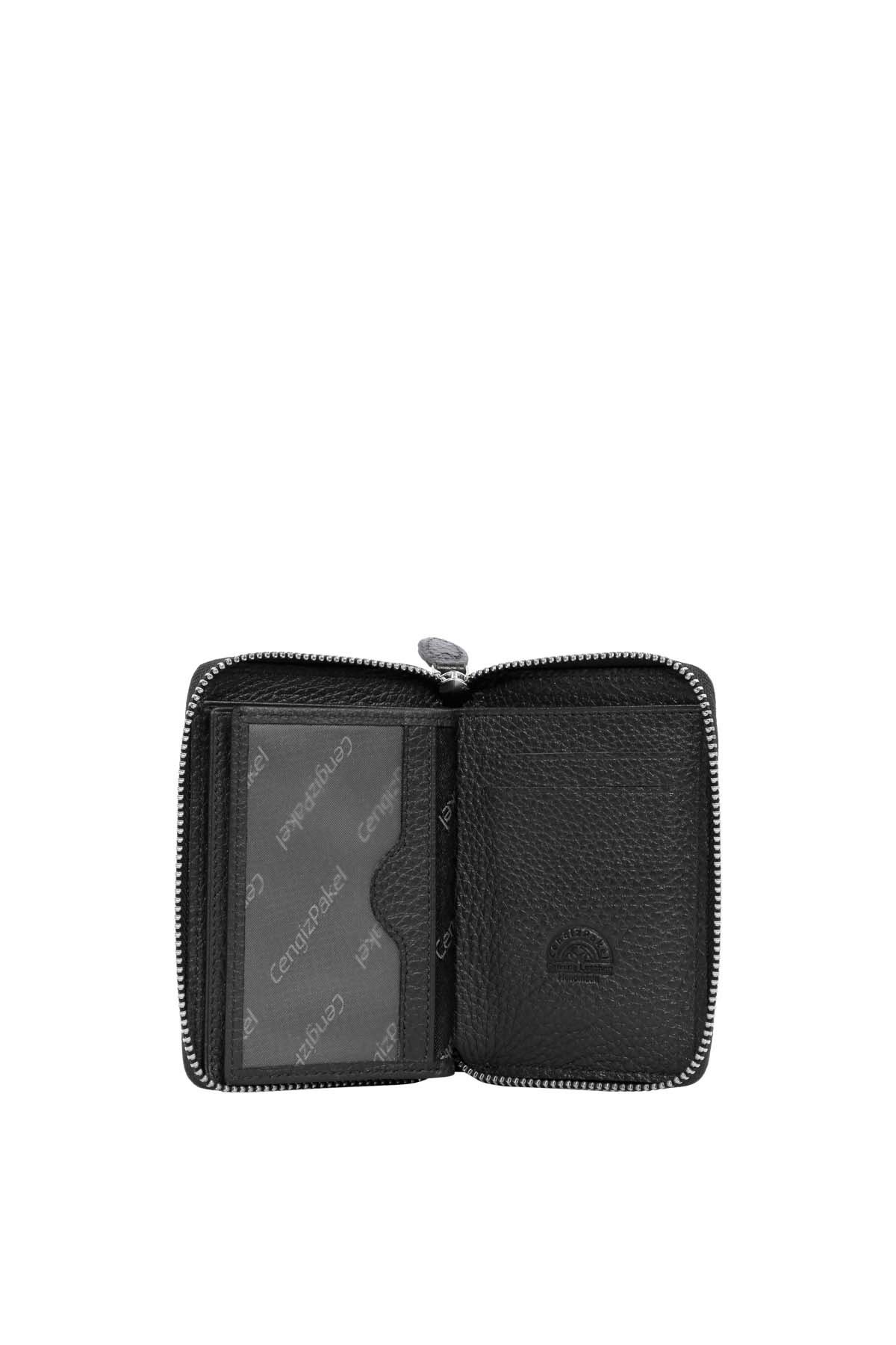 Cengiz Pakel Unisex Hakiki Deri Cüzdan 13694-Siyah